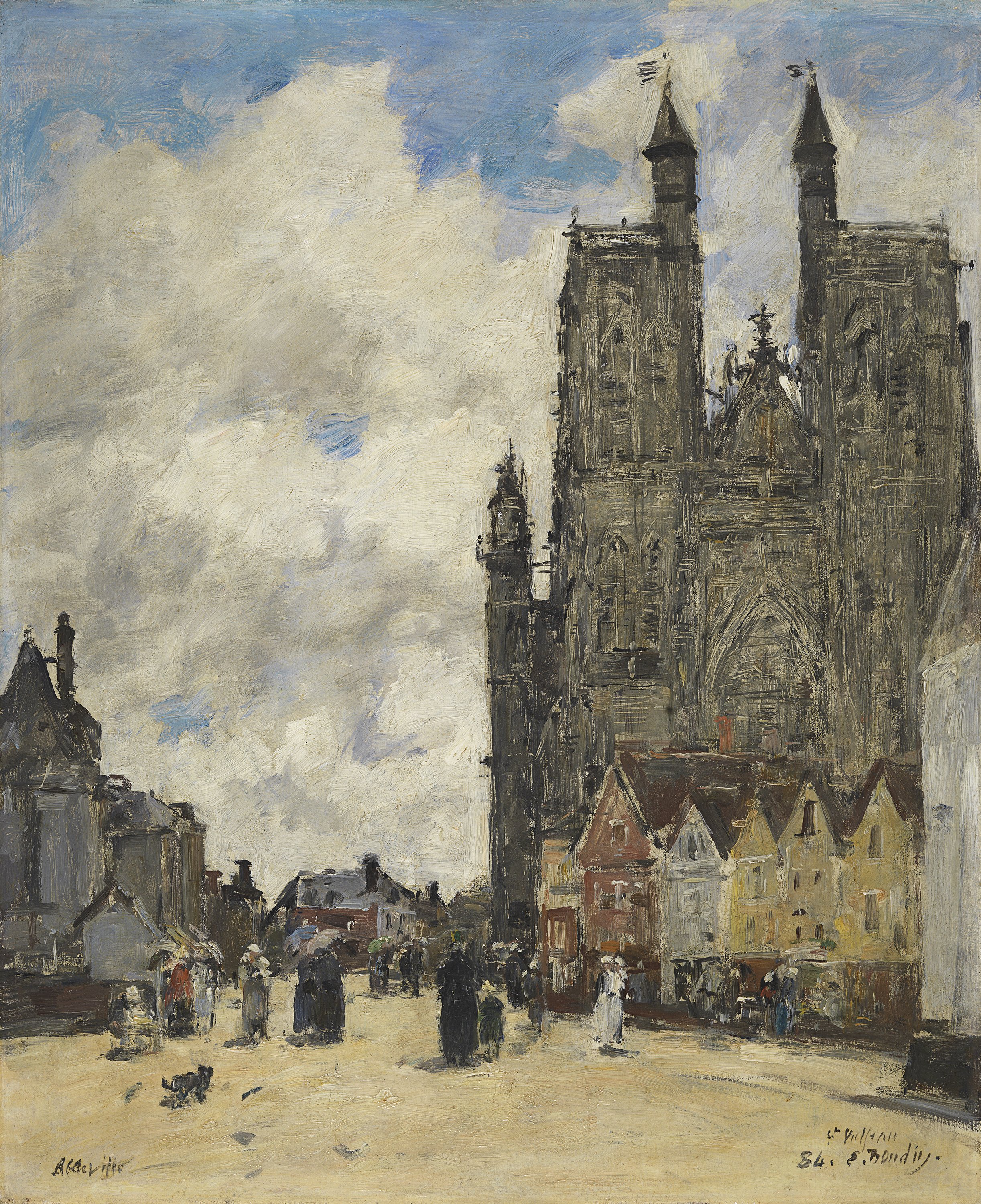 La plaza de la Iglesia de Saint Vulfran en Abbeville. Eugène Boudin