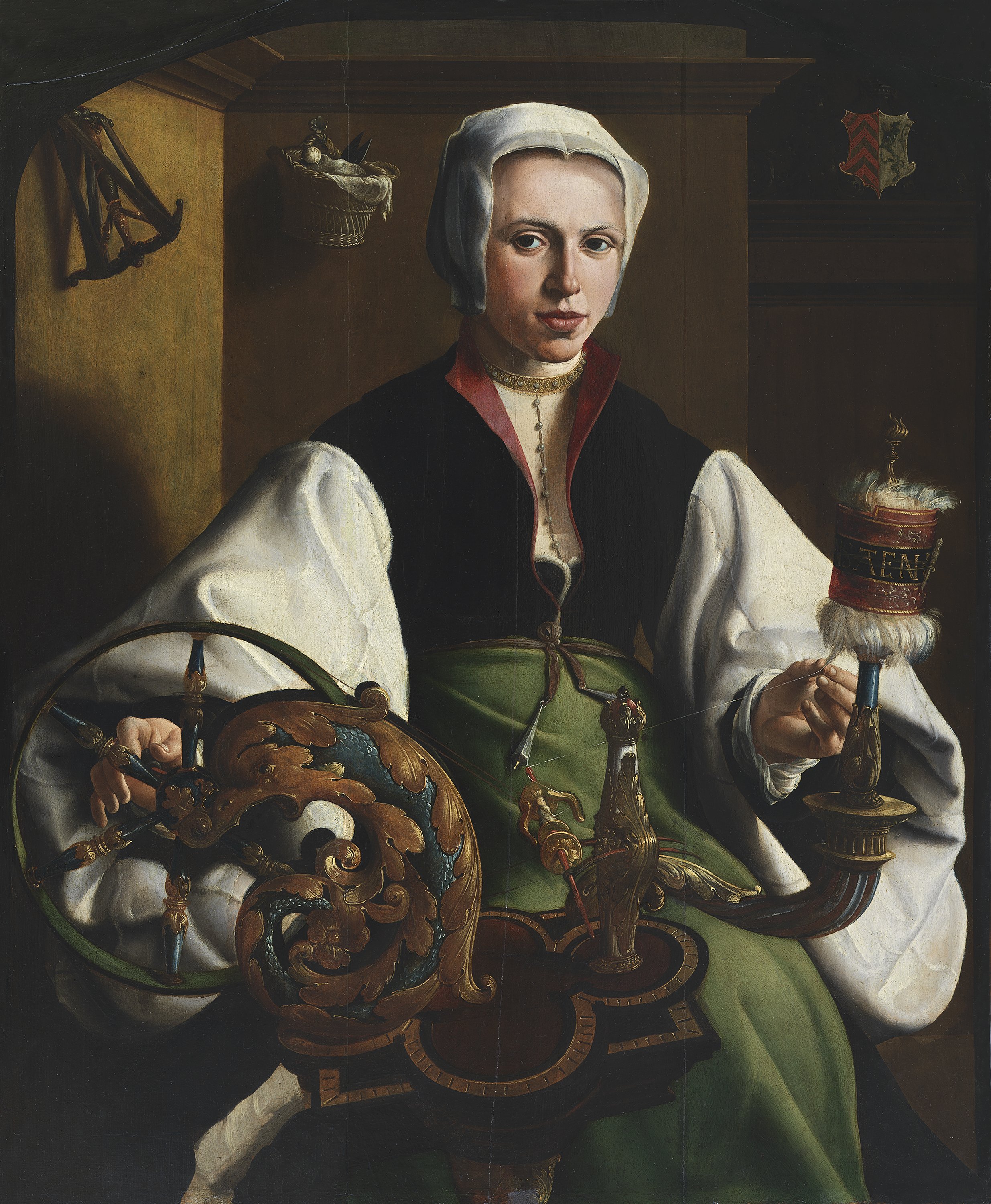 Portratit of a Lady spinning. Retrato de una dama hilando, c. 1531