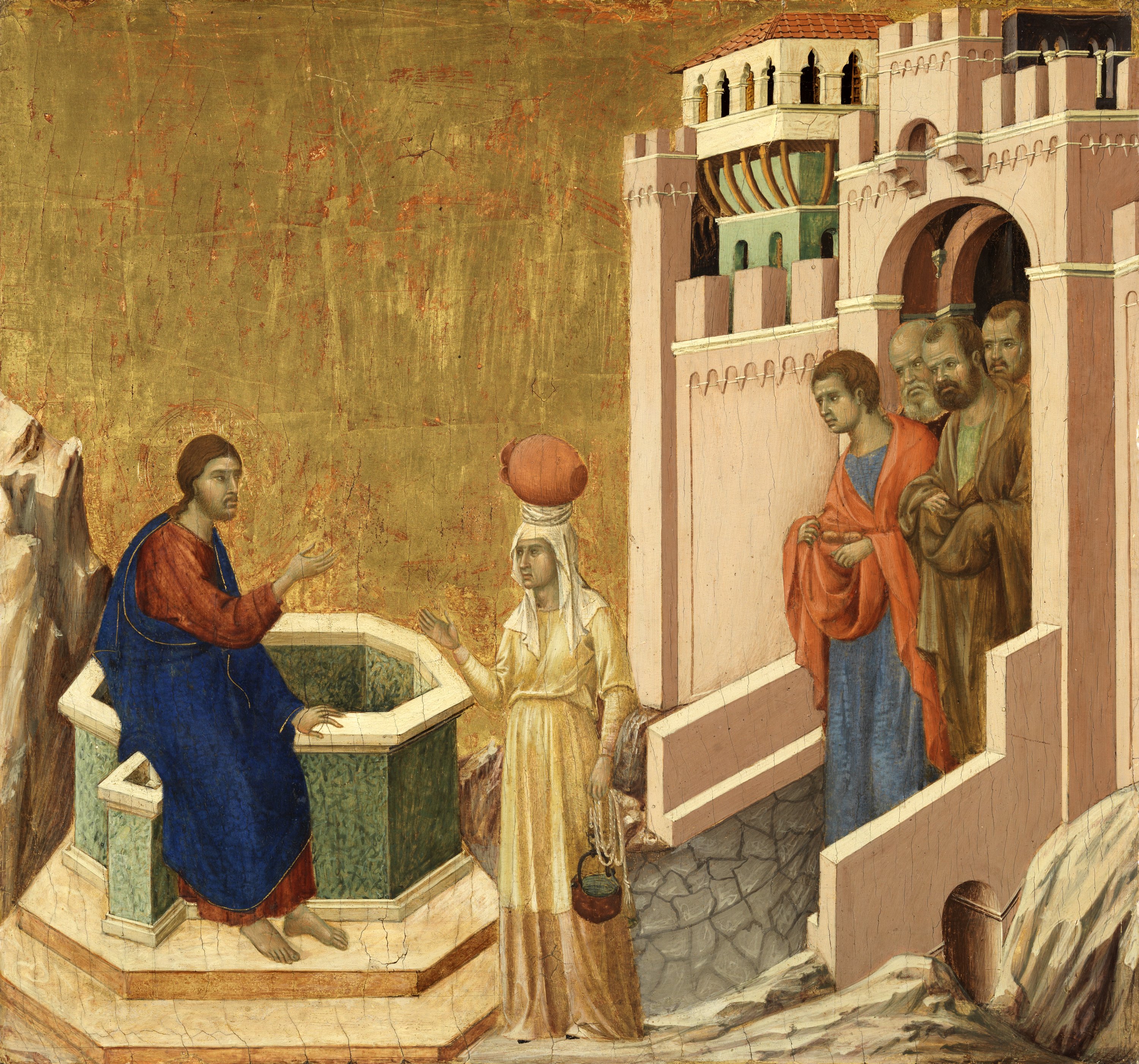 Cristo y la samaritana. Duccio DI BUONINSEGNA