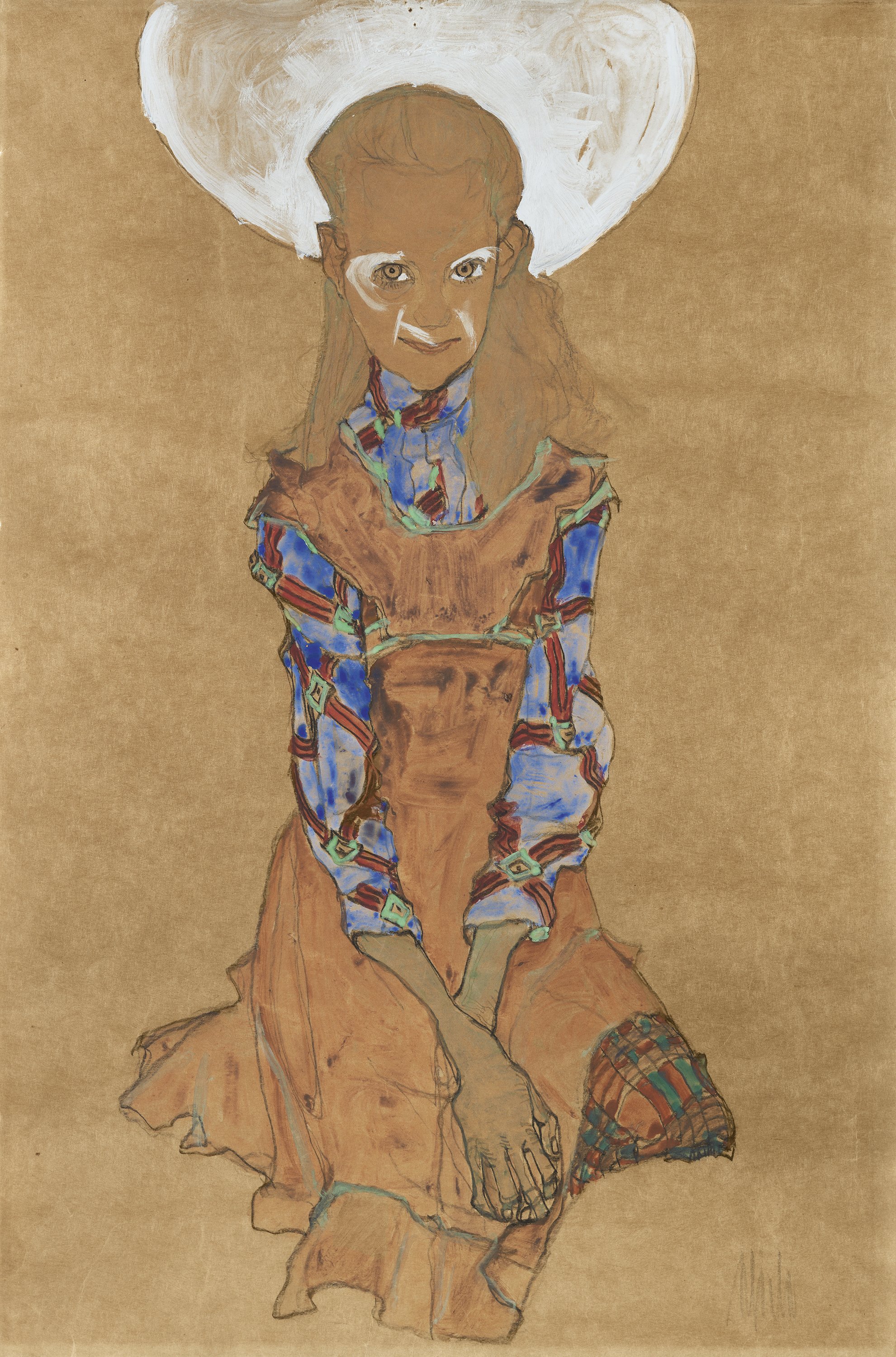 Muchacha sentada (Poldi Lodzinsky). Egon Schiele