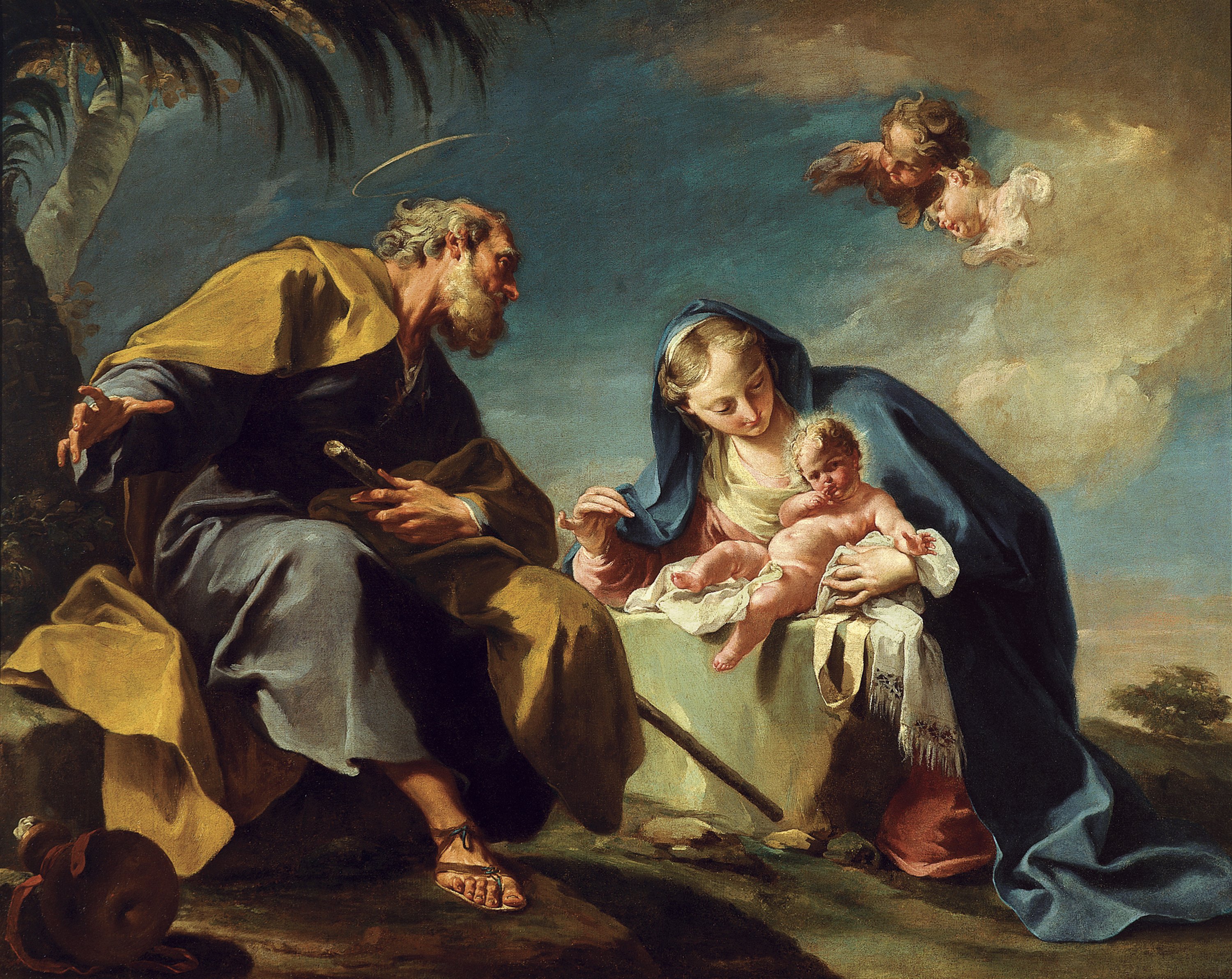 Rest on the Flight into Egypt. El descanso en la huida a Egipto, c. 1725-1726