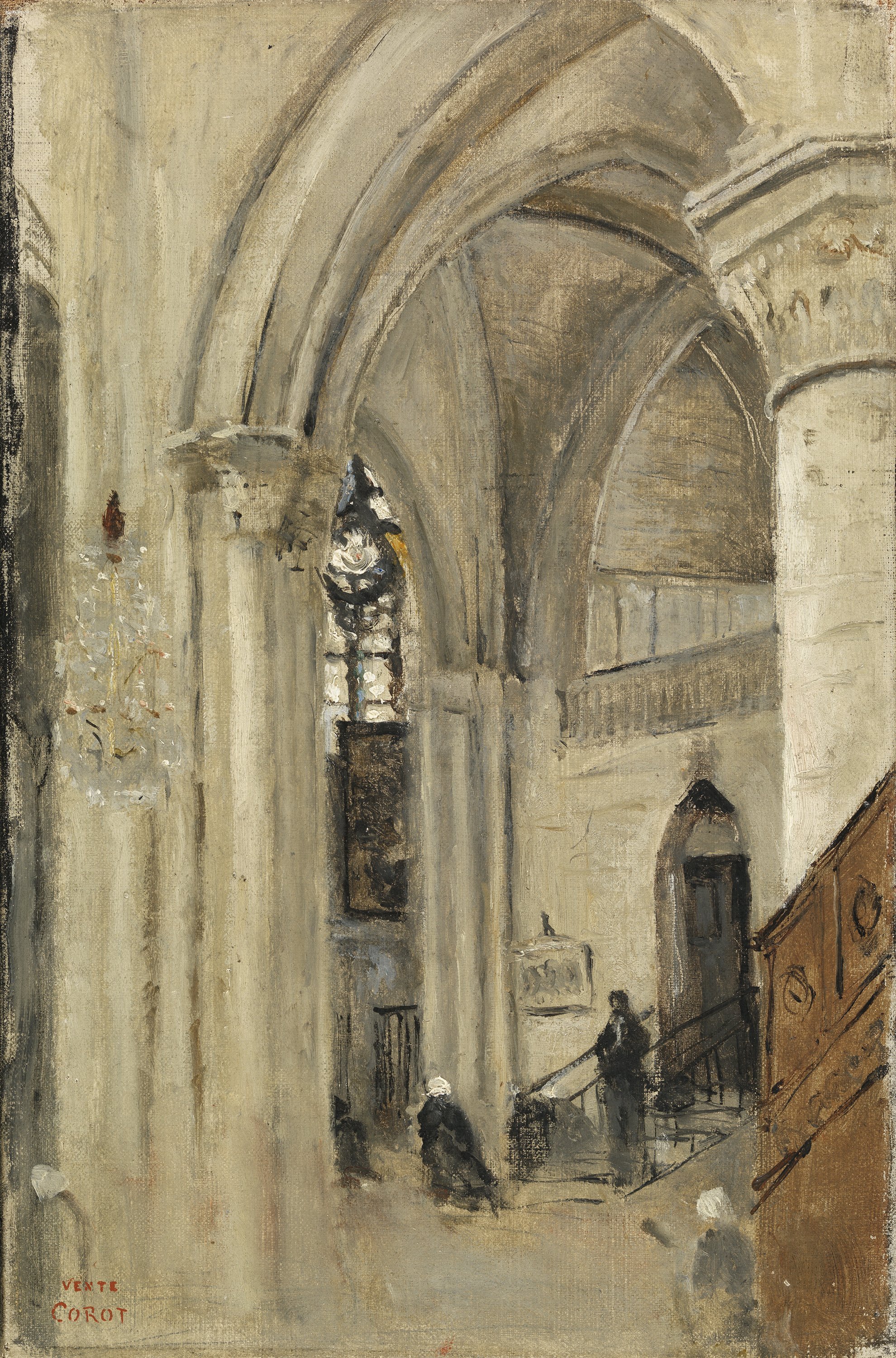 Interior de la iglesia de Mantes. Jean-Baptiste-Camille Corot