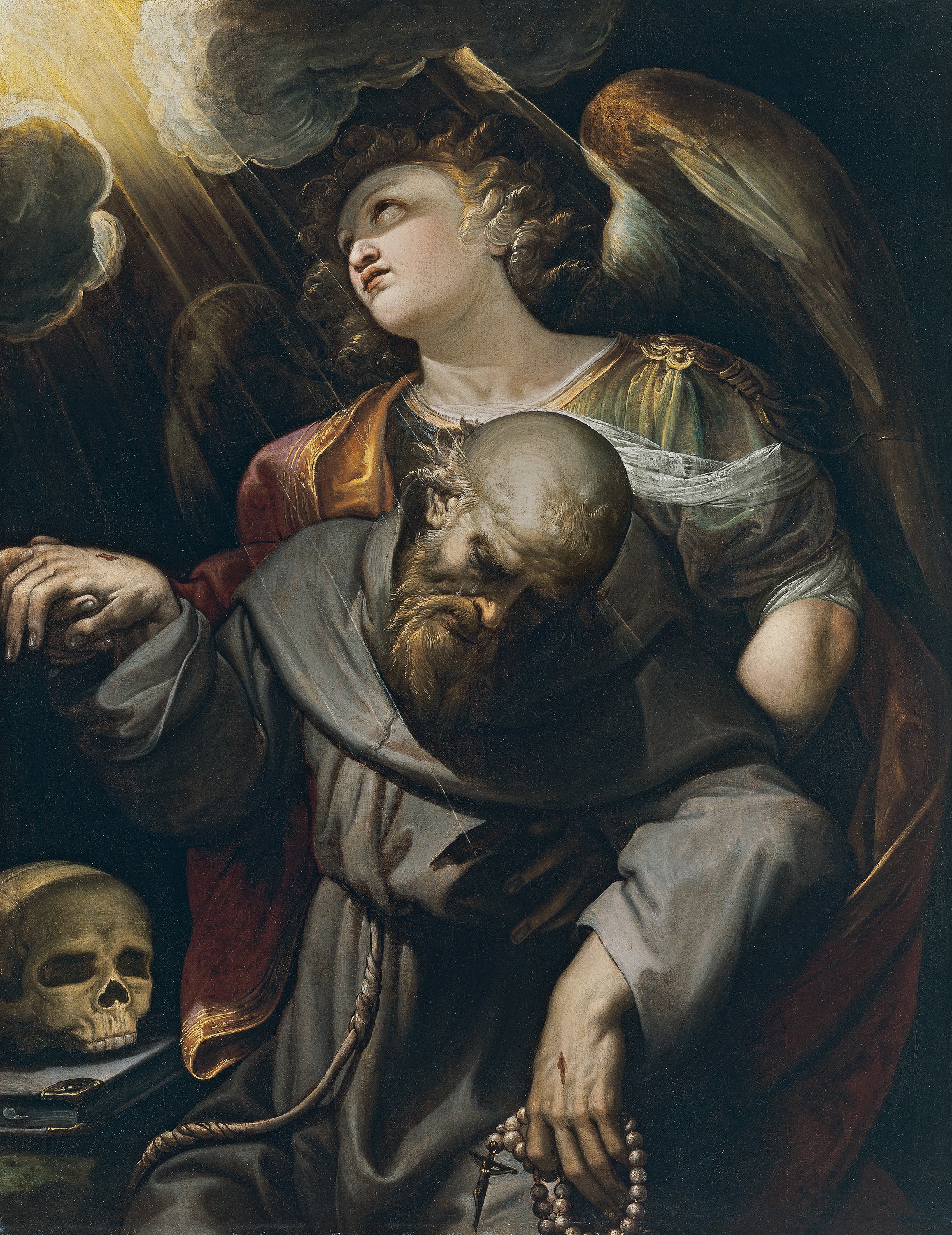 Saint Francis with the Stigmata, held up by an Angel. San Francisco estigmatizado, sostenido por un ángel, c. 1610-1620
