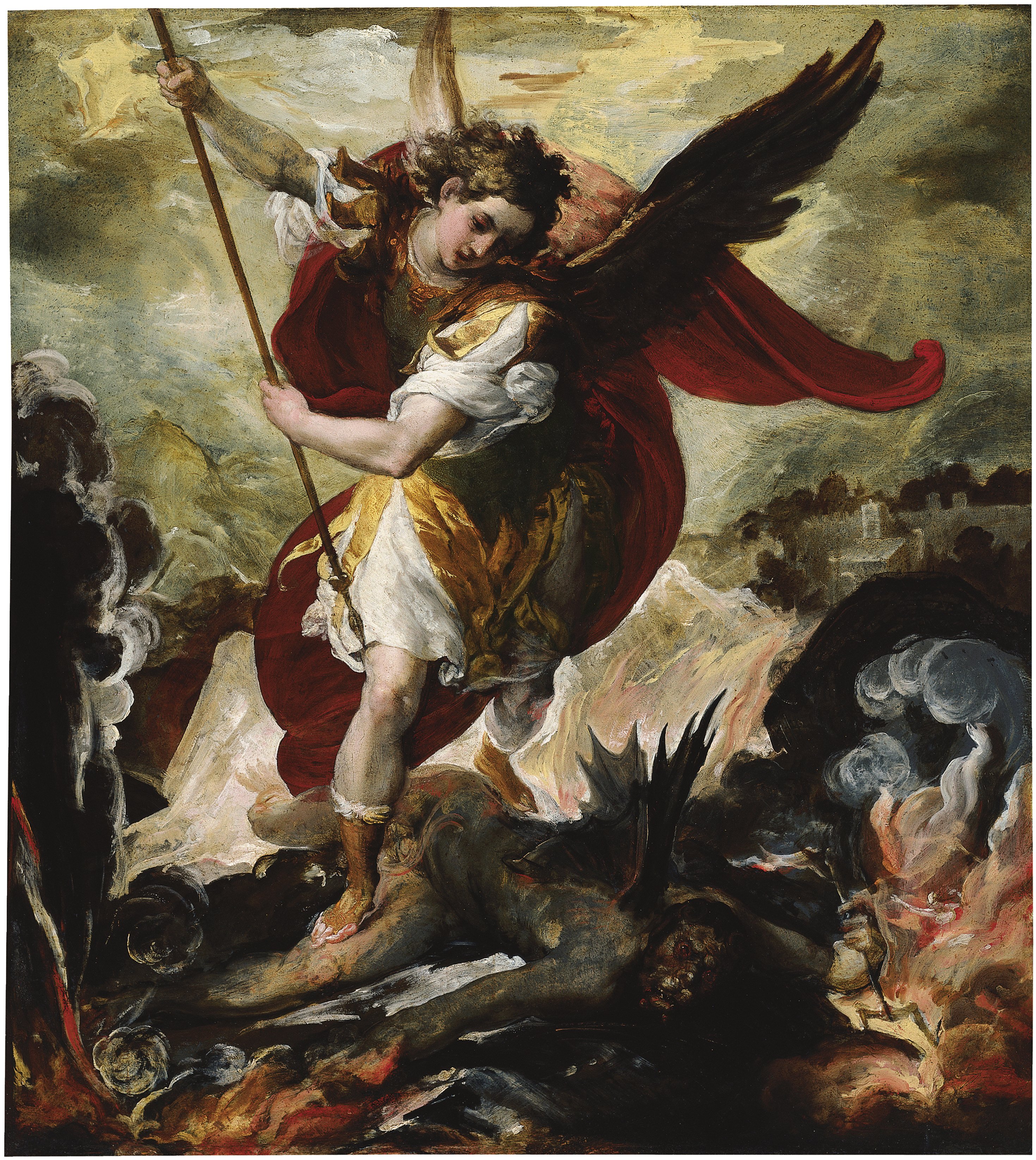 The Archangel Michael overthrowing Lucifer. San Miguel arcángel venciendo a Lucifer, c. 1656