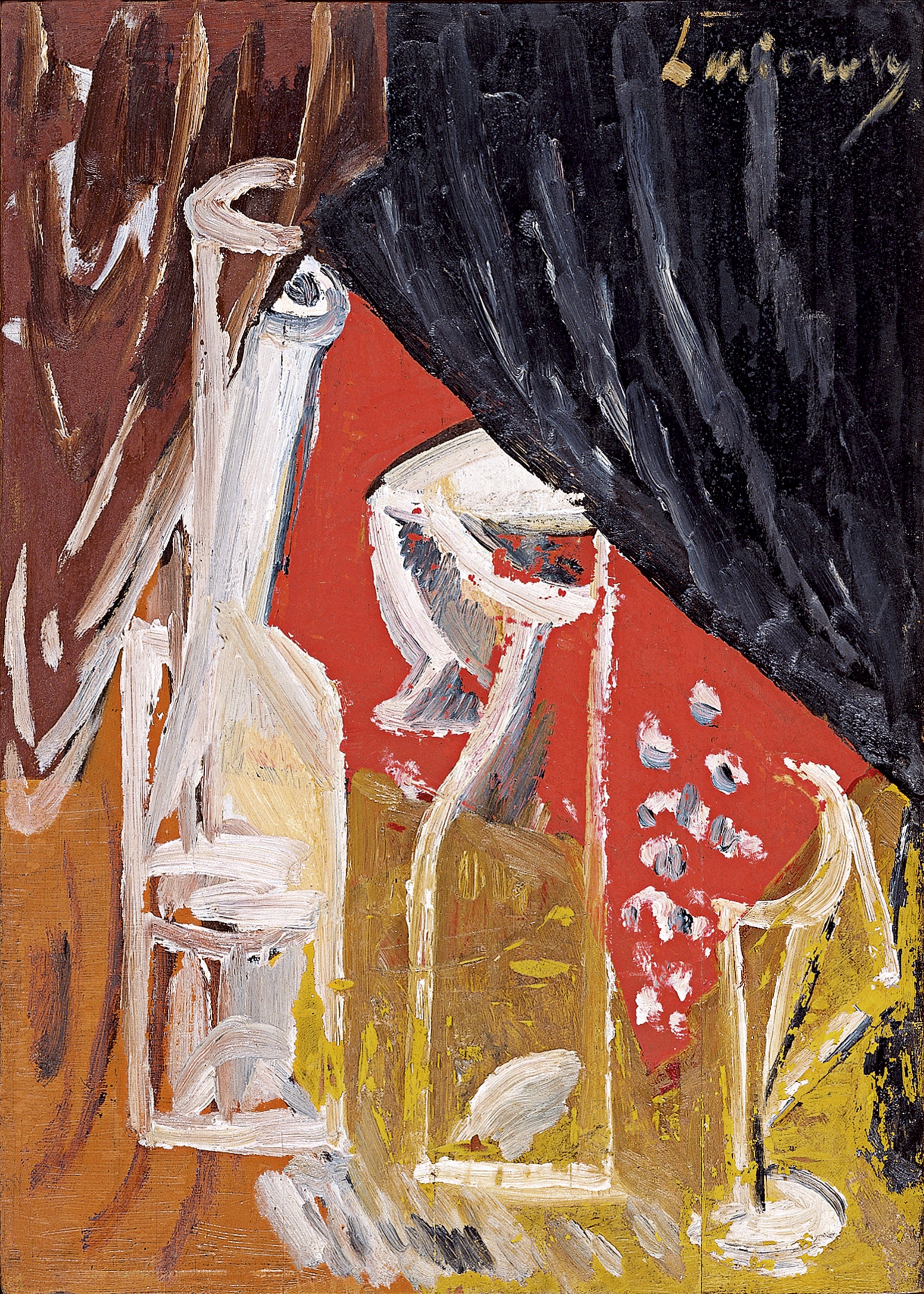 Still Life with Carafe and Curtains. Bodegón con botella y cortinas, c. 1914