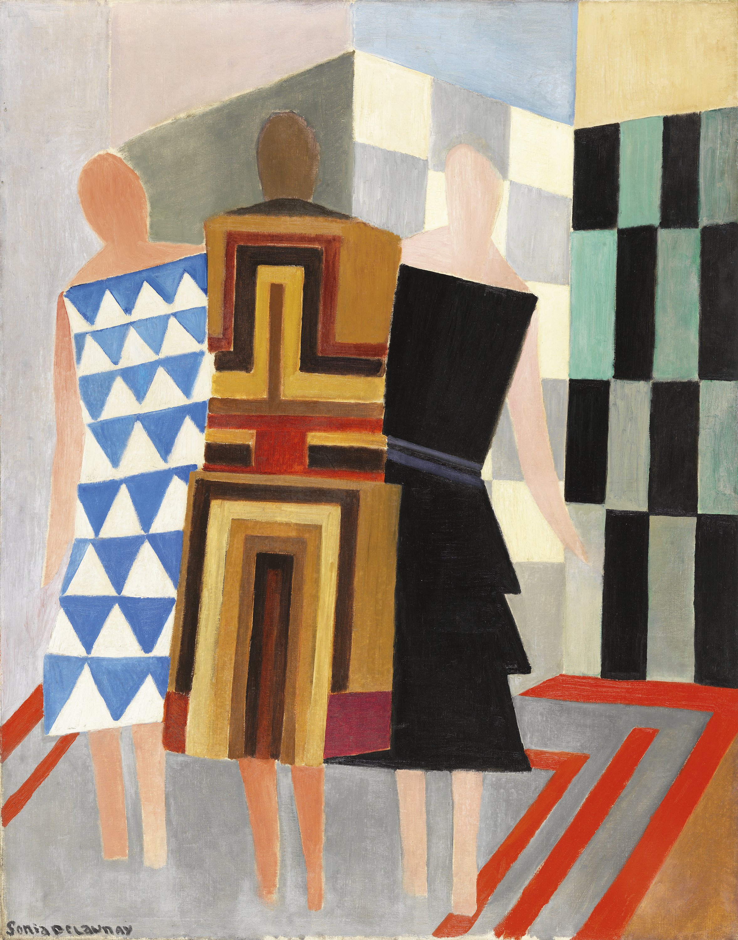 Vestidos simultáneos. (Tres mujeres, formas, colores). Sonia Delaunay
