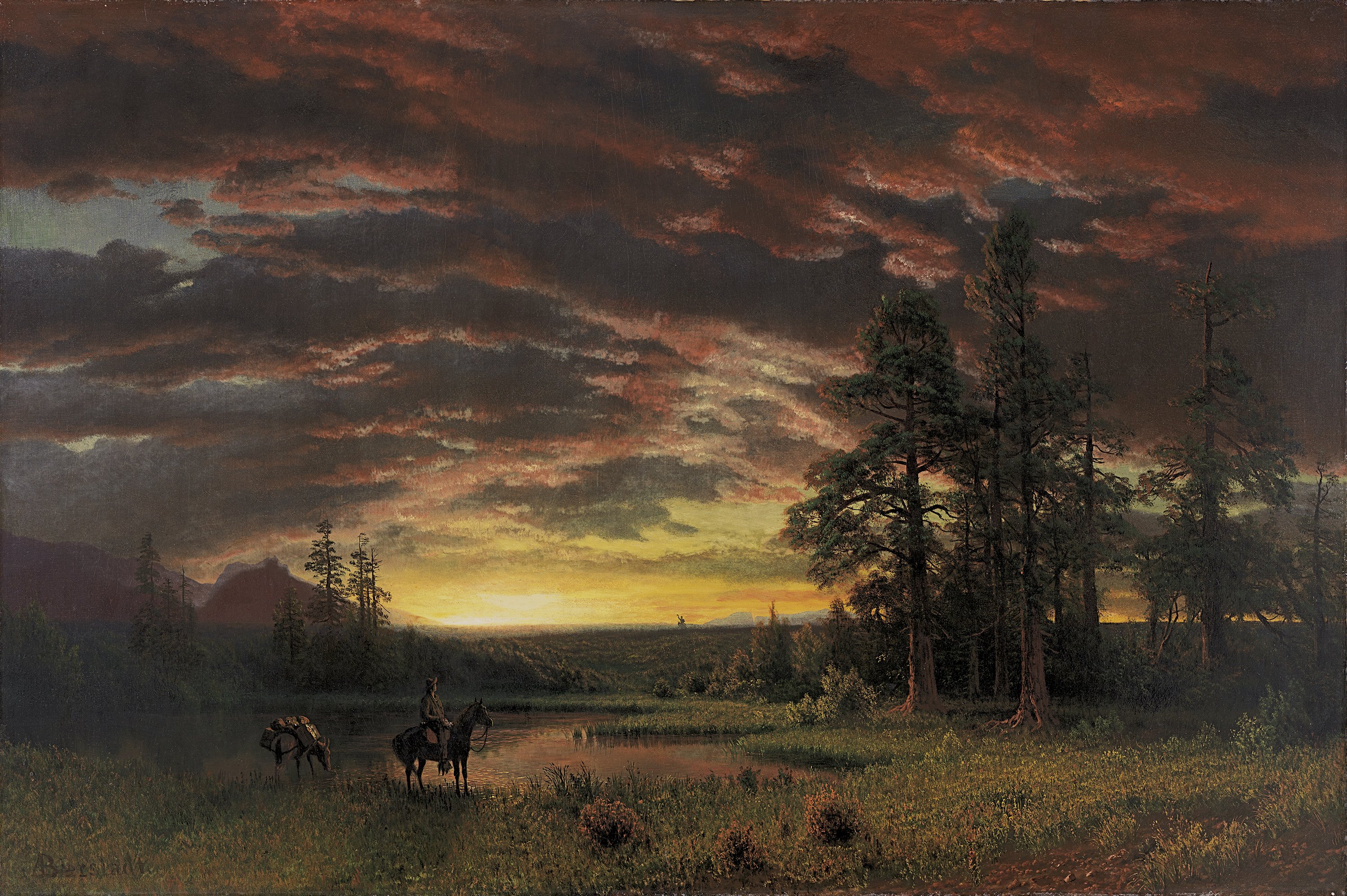 Atardecer en la pradera. Albert Bierstadt