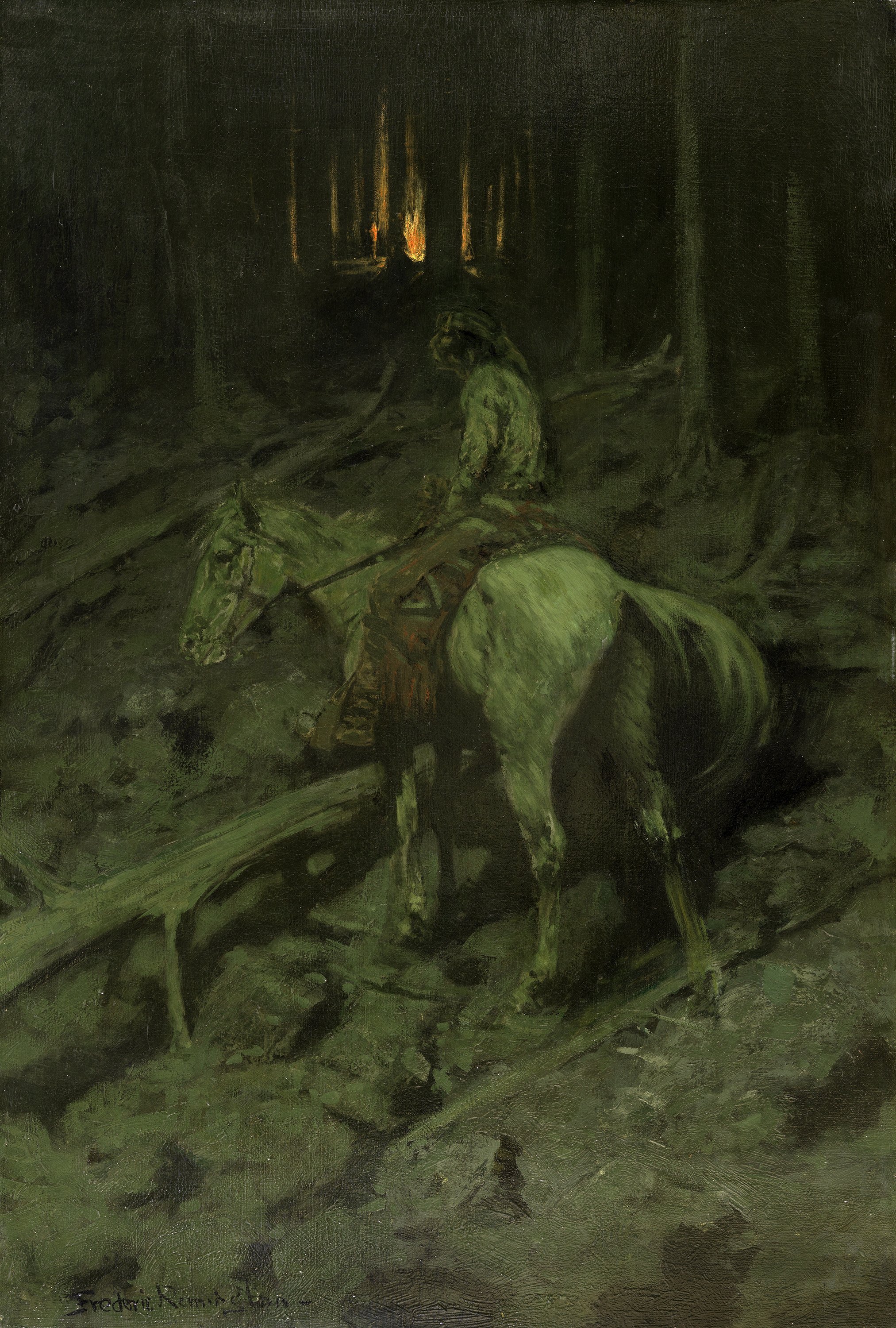 Señal de fuego apache. Frederic Remington