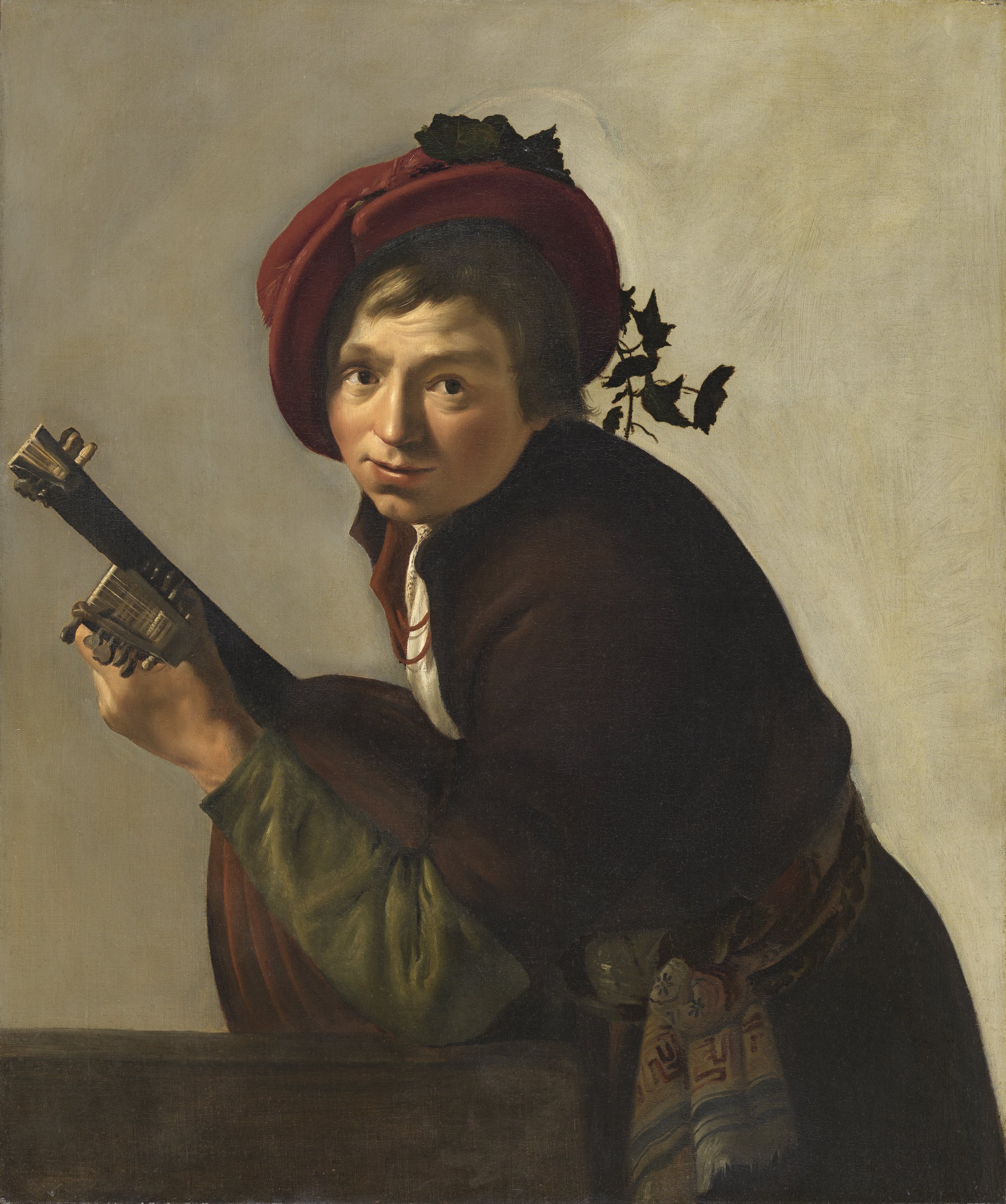Young Man Playing a Theorbo. Joven tocando la tiorba, c. 1642-1645
