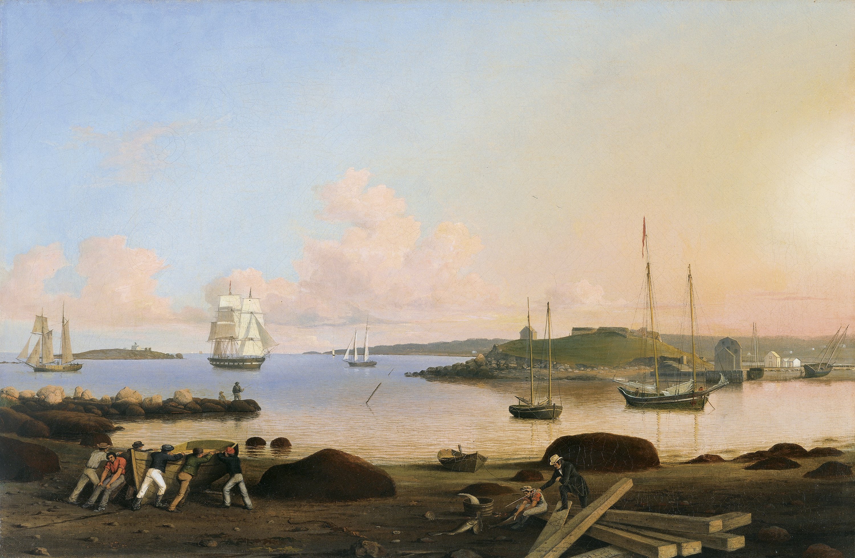 El fuerte y la isla Ten Pound, Gloucester, Massachusetts. Fitz Henry Lane