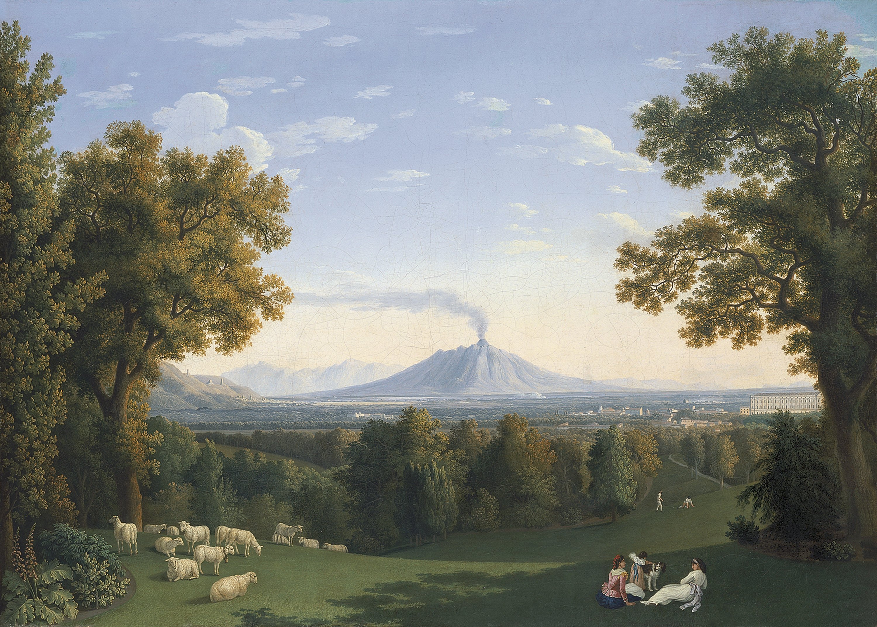 Paisaje con el Palacio de Caserta y el Vesubio. Jacob Philipp  Hackert