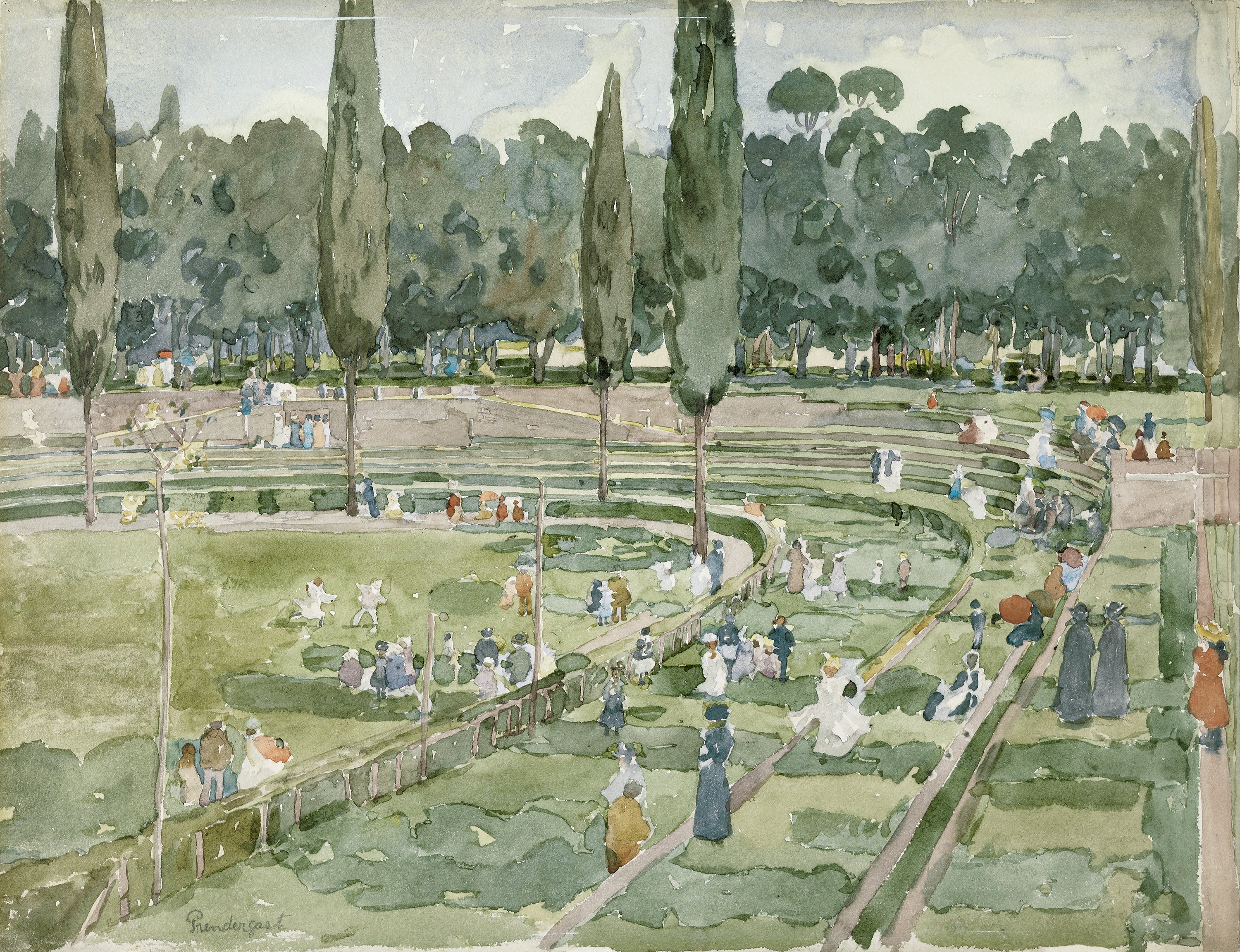 El hipódromo (Piazza Siena, Jardines Borghese, Roma). Maurice Brazil Prendergast