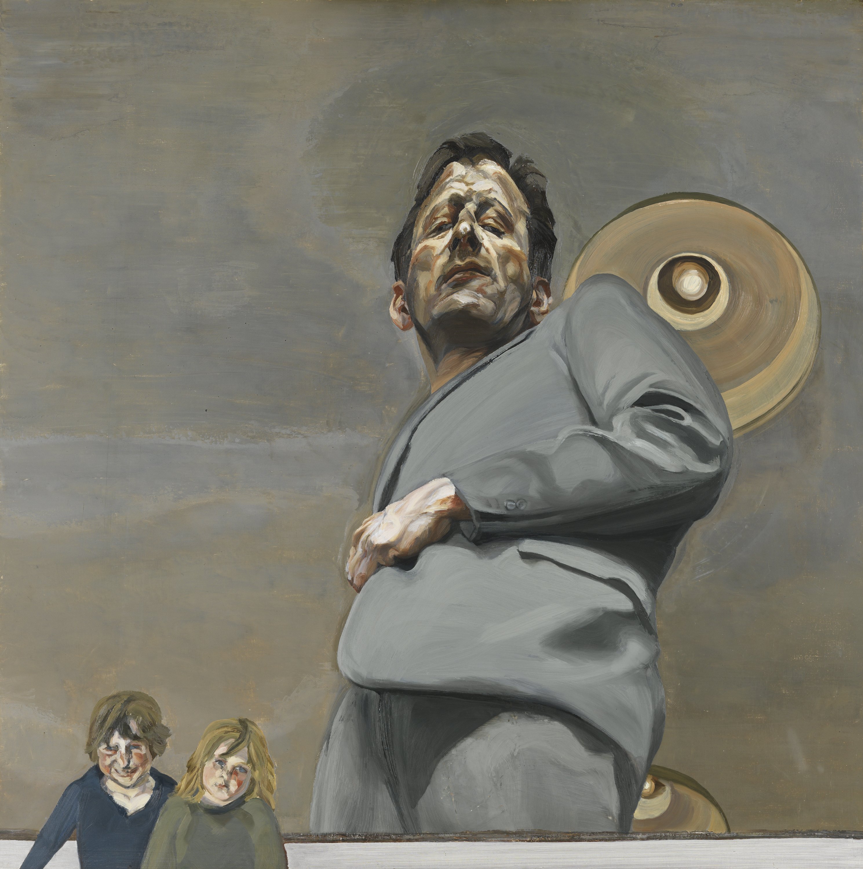 Reflejo con dos niños (Autorretrato). Lucian Freud