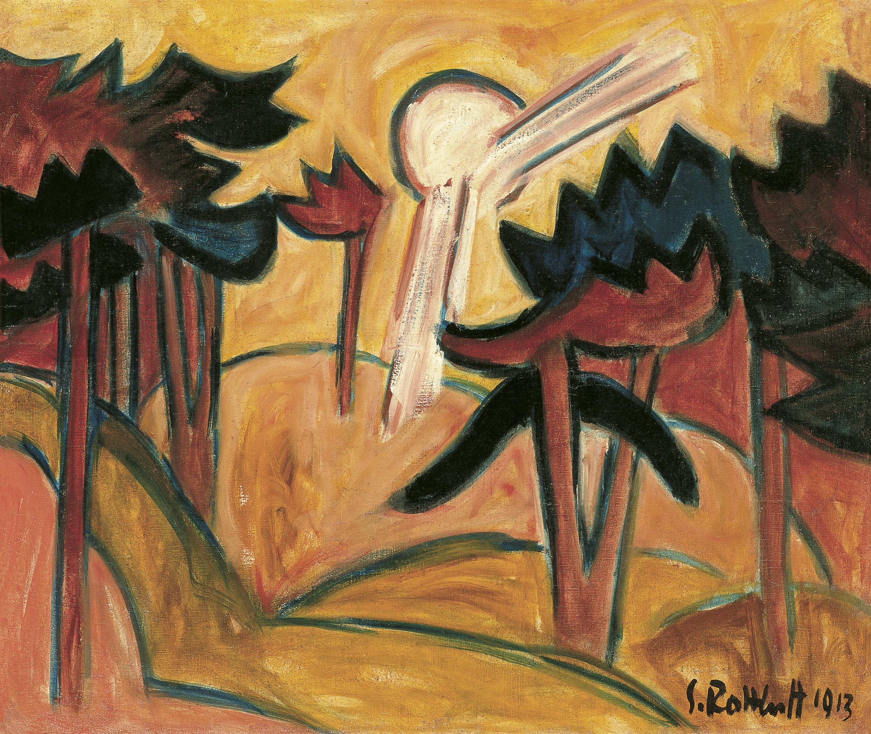 Sol sobre un pinar. Karl (Karl Schmidt) Schmidt-rottluff