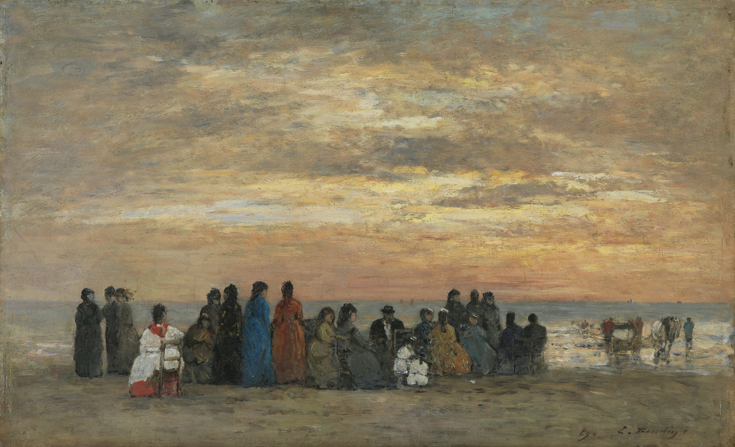 Figures on the Beach in Trouville. Figuras en la playa de Trouville, 1869