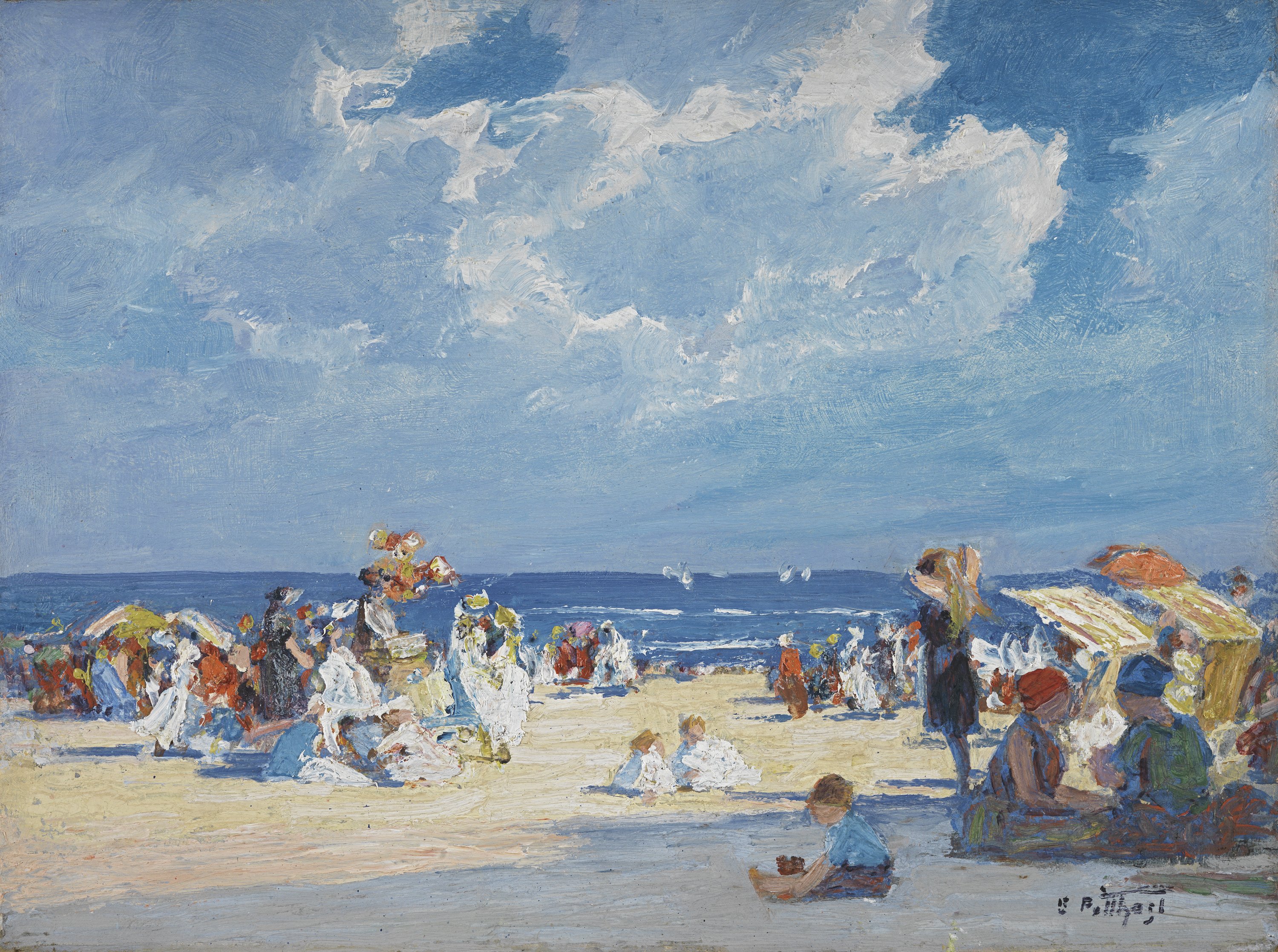 Beach Scene. Escena en la playa, c. 1915