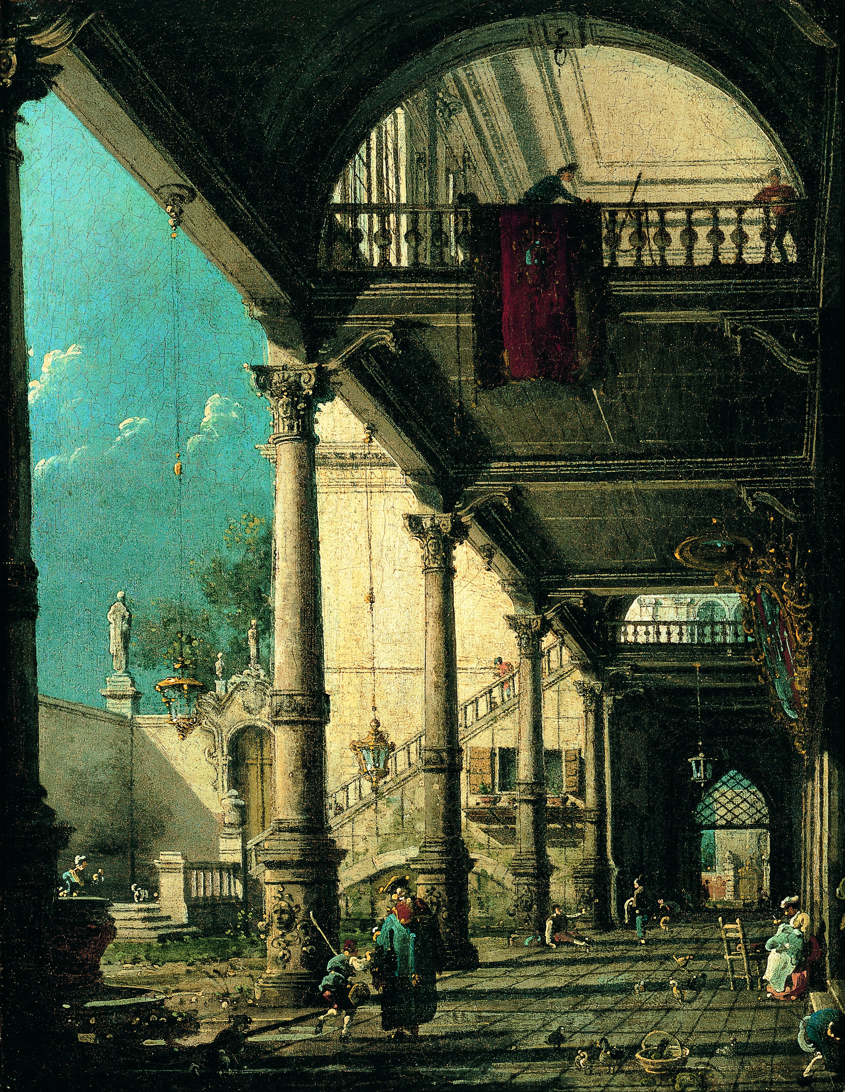 Capricho con columnata en el interior de un palacio. Canaletto (Giovanni Antonio  Canal)