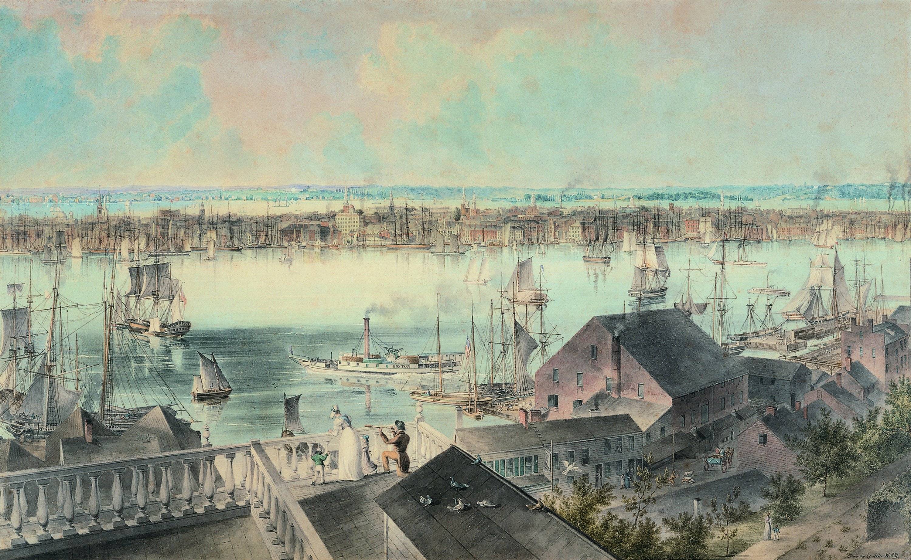 View of New York from Brooklyn Heights. Vista de Nueva York desde Brooklyn Heights, c. 1836