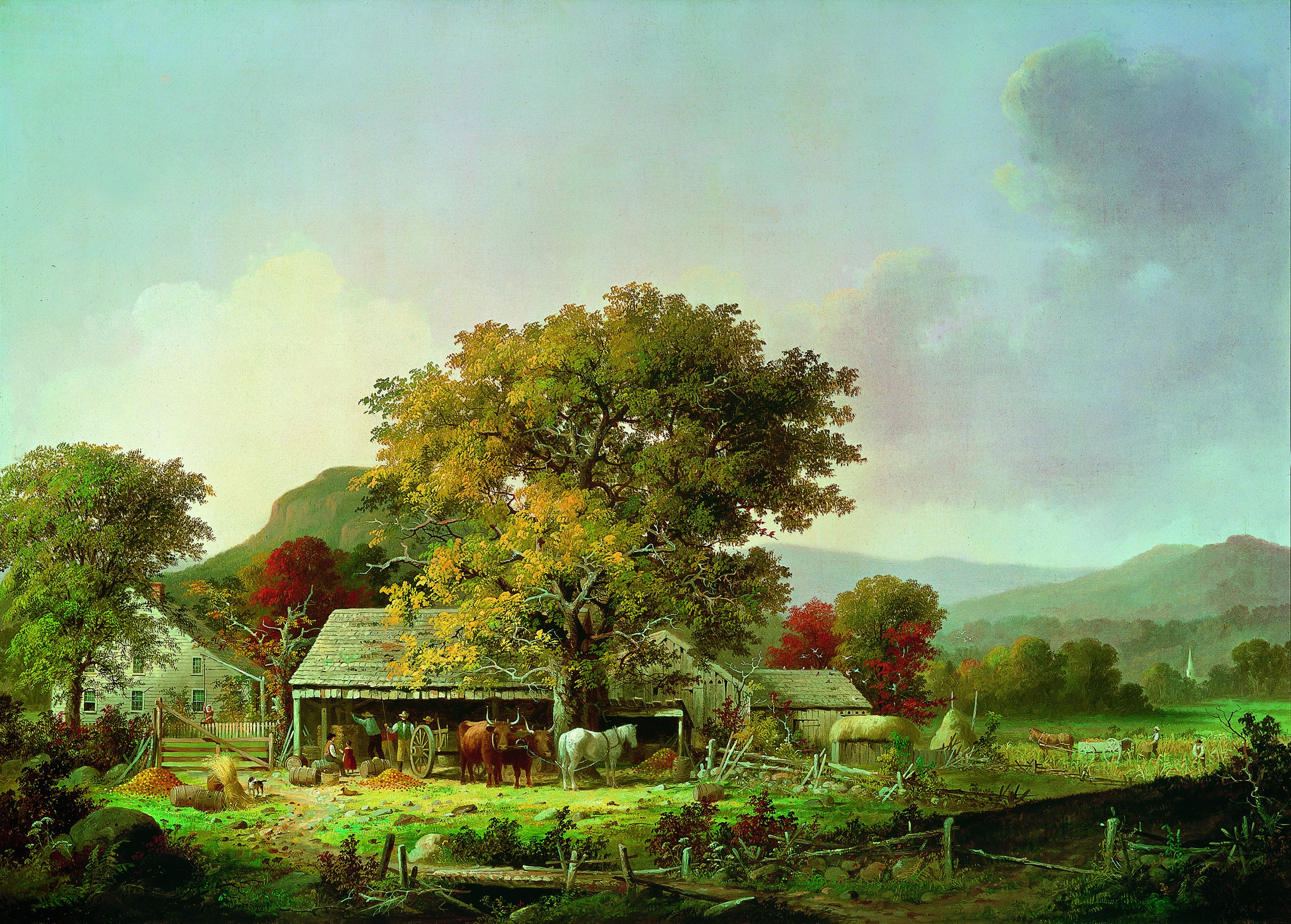 Autumn in New England, Cider Making. Otoño en Nueva Inglaterra, la elaboración de la sidra, 1863