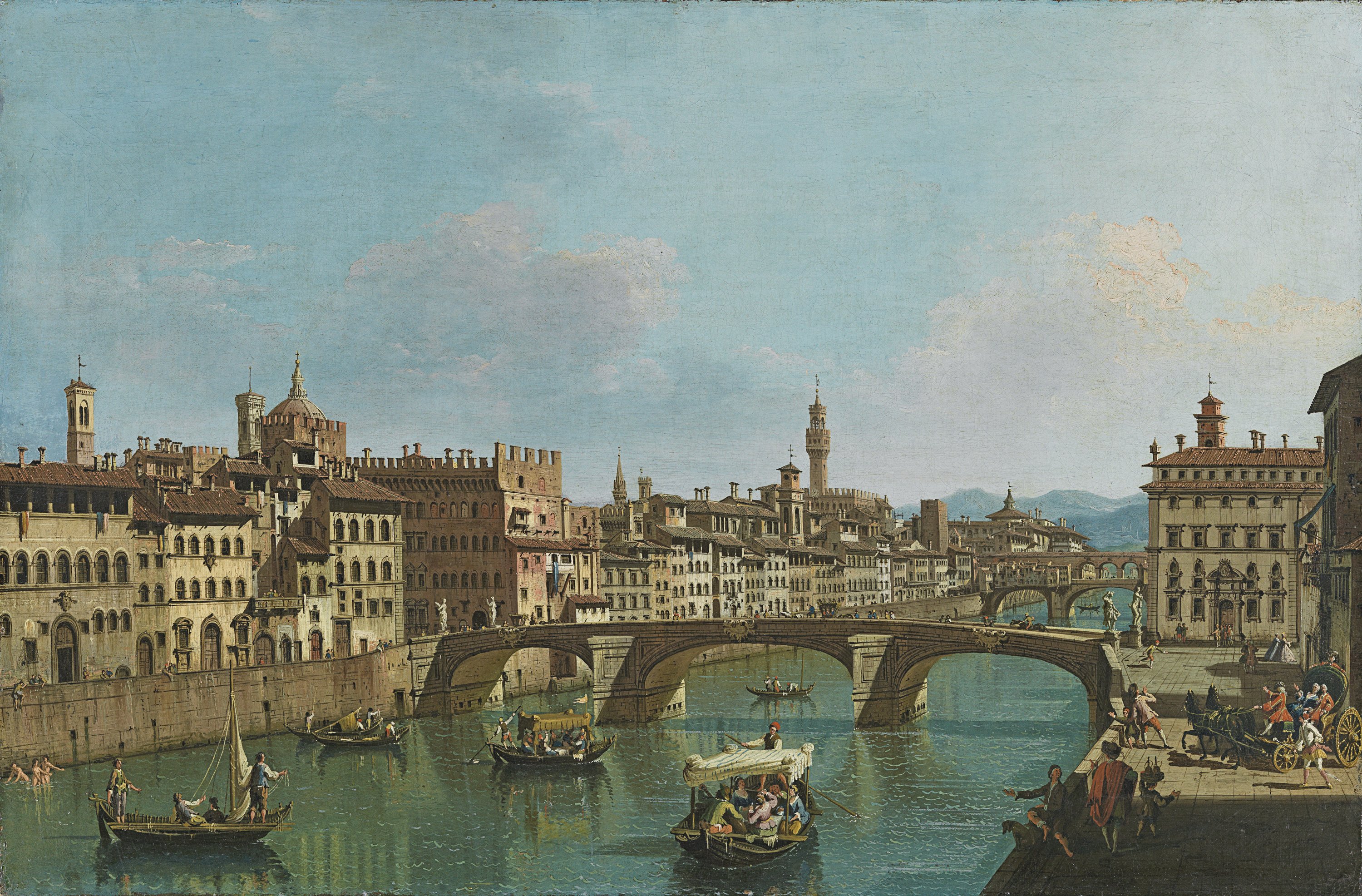 The Arno River at the Santa Trinita Bridge. El Arno en el puente Santa Trinita, c. 1741
