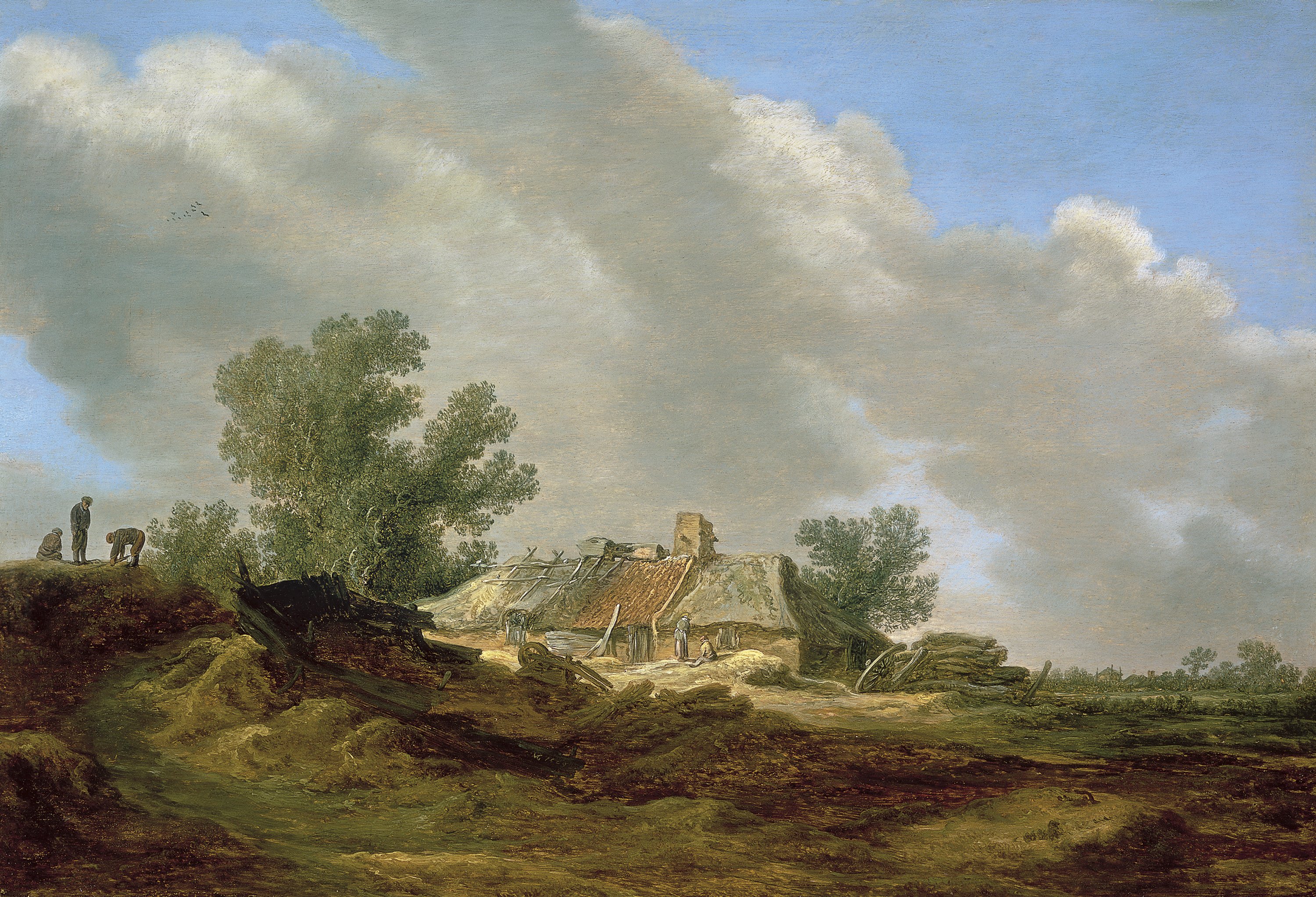 Paisaje de dunas con cabaña y figuras. Jan Josephsz. van Goyen