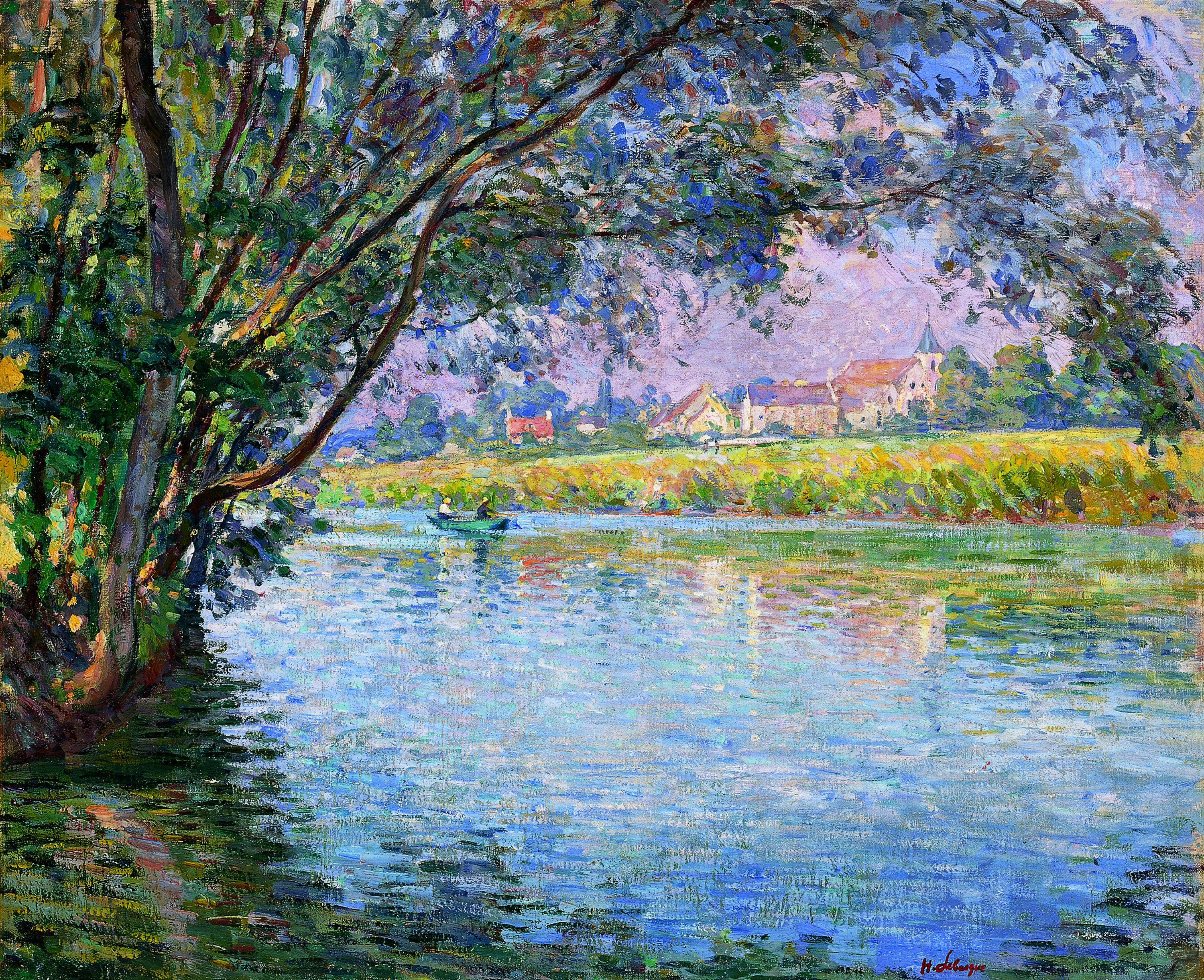 Banks of the RIver Marne near Montévrain. A orillas del Marne cerca de Montévrain, c. 1900