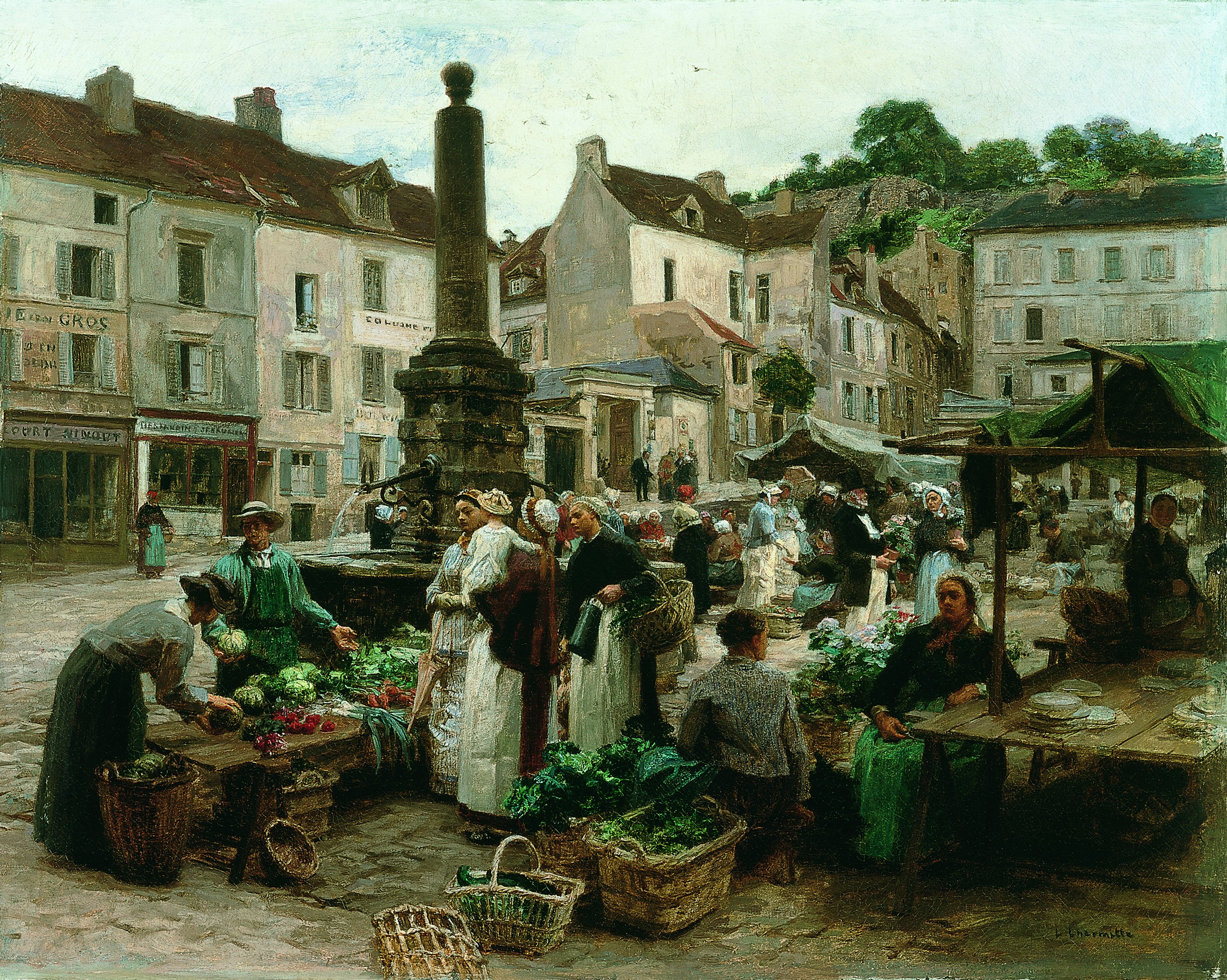 Le marché de Château-Thierry. El mercado de Château-Thierry, 1879