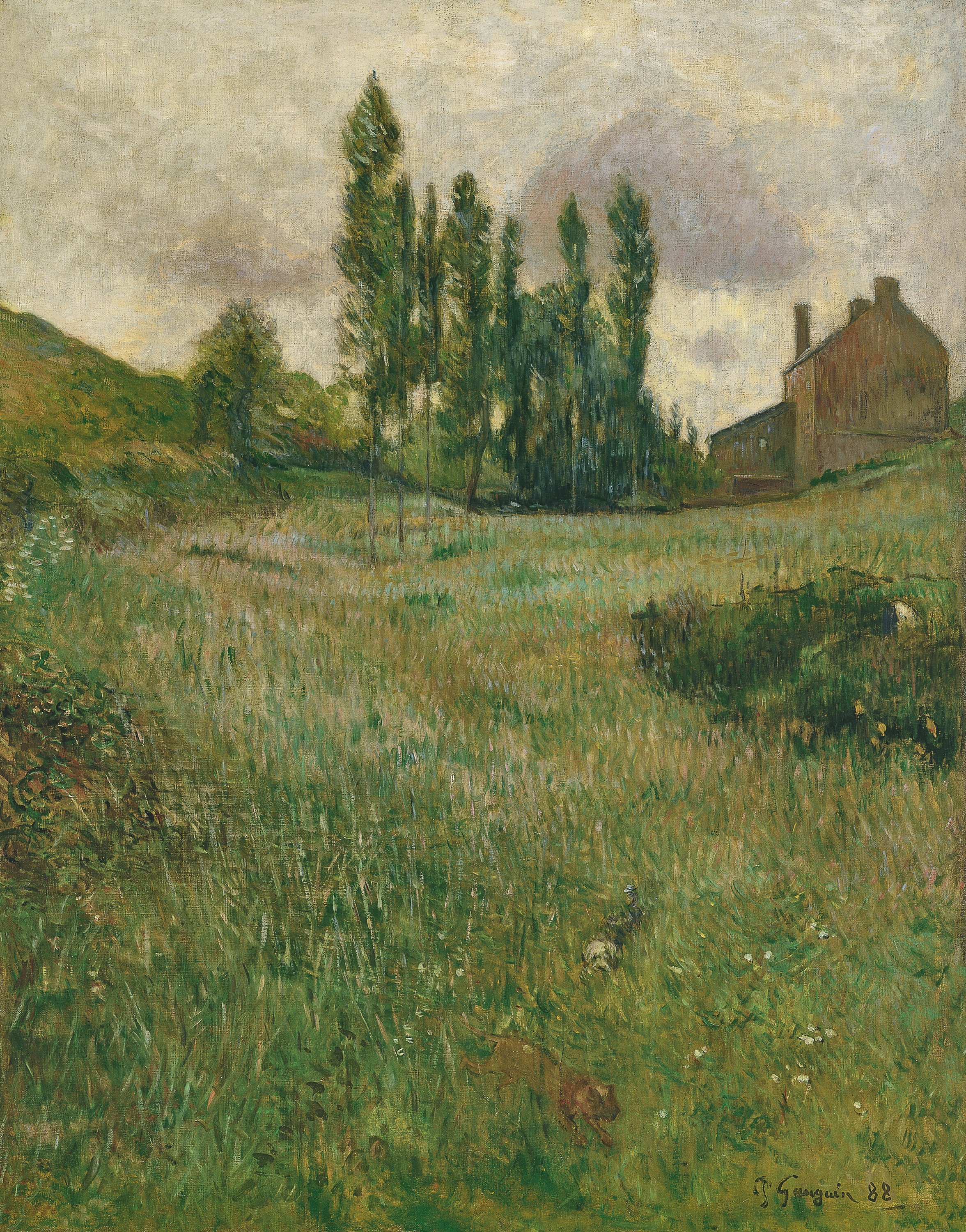 Perros corriendo en el prado. Paul Gauguin