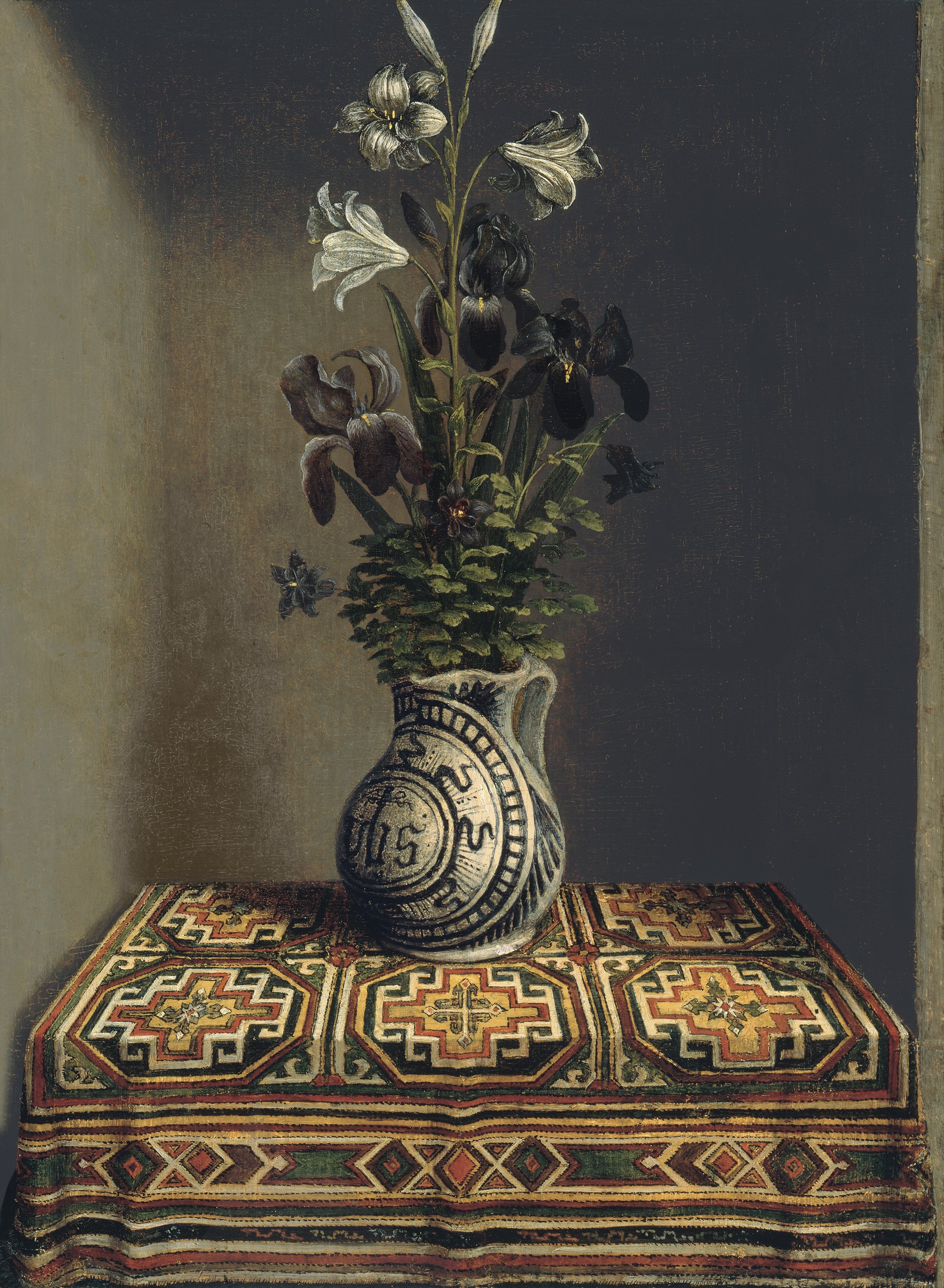 Flowers in an Jug (verso) Memling, Hans. Museo Nacional Thyssen