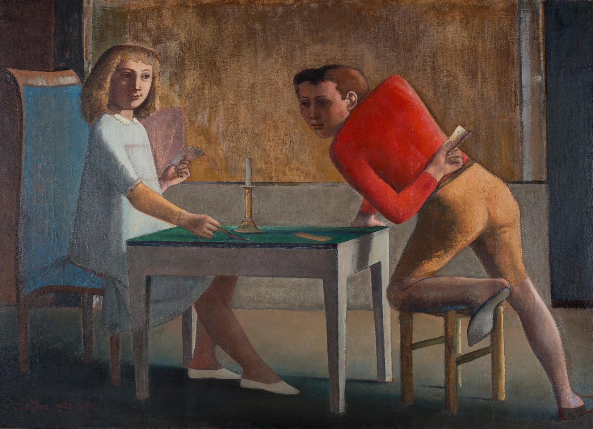Imagen visible de la obra de Balthus, “La partida de naipes”, 1948- 1950