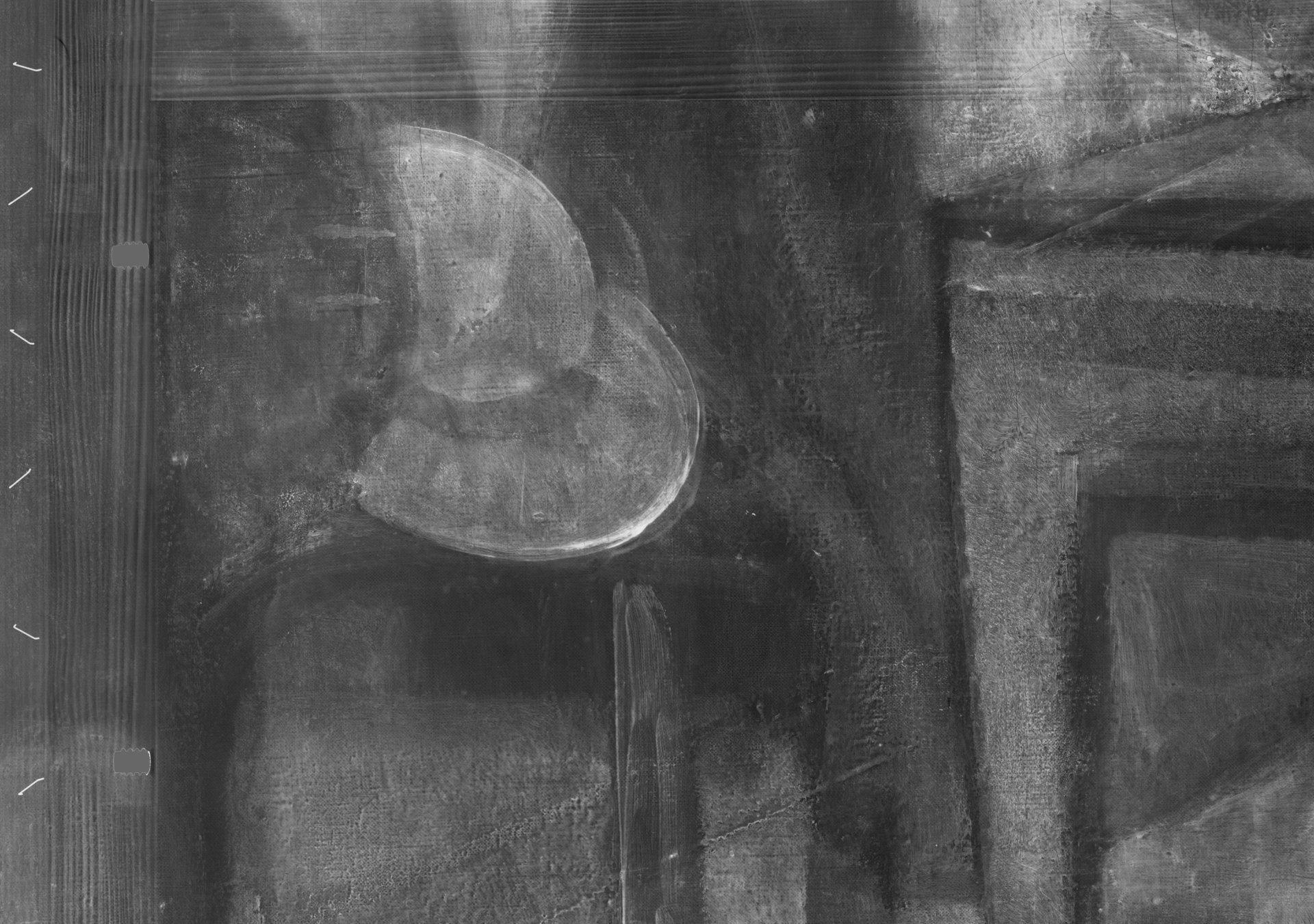 Detalle de la radiografía de la obra de Balthus, “La partida de naipes”, 1948- 1950