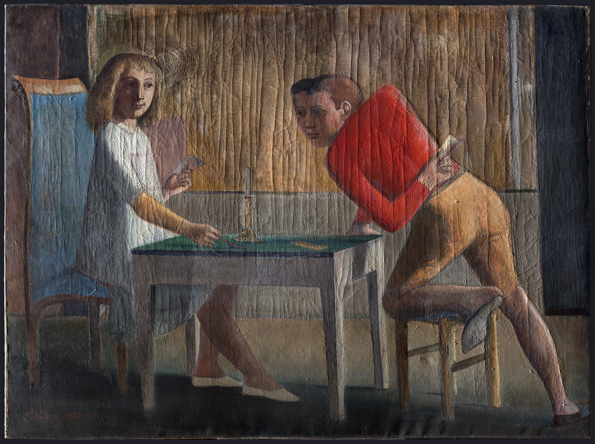 Imagen rasante de “La partida de naipes” 1948- 1950 de Balthus