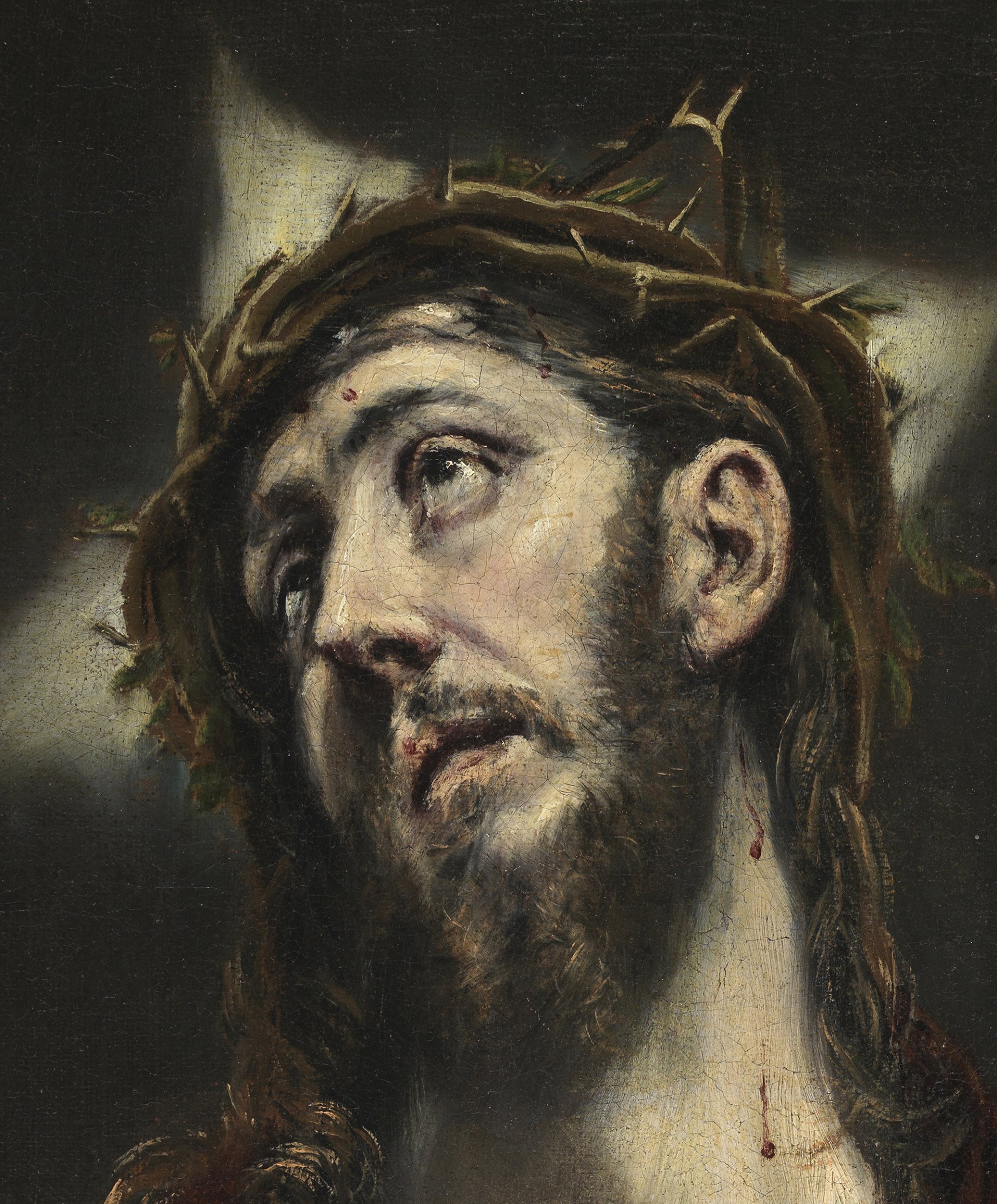 Detalle de la imagen visible de la obra “Cristo abrazando la cruz” c.1587‐1596, de El Greco