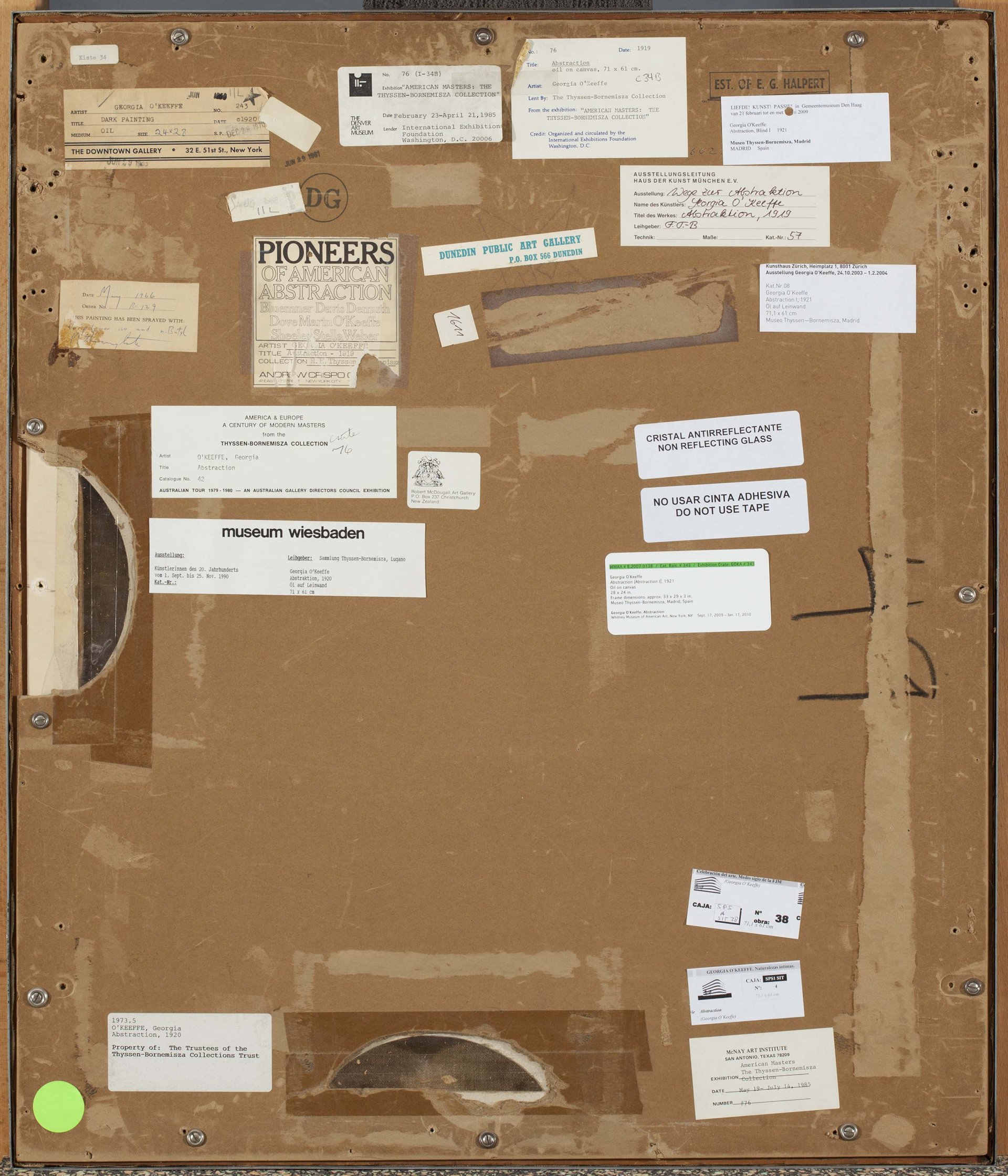 Trasera de la obra “Abstracción. Resplandor I”, 1921