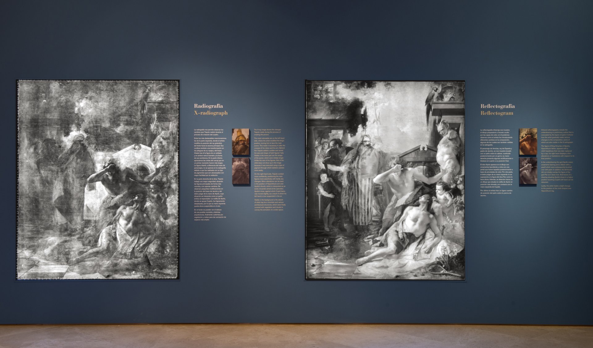 Detalle de la sala técnica con motivo del montaje especial de "La muerte de Jacinto" de Giambattista Tiepolo