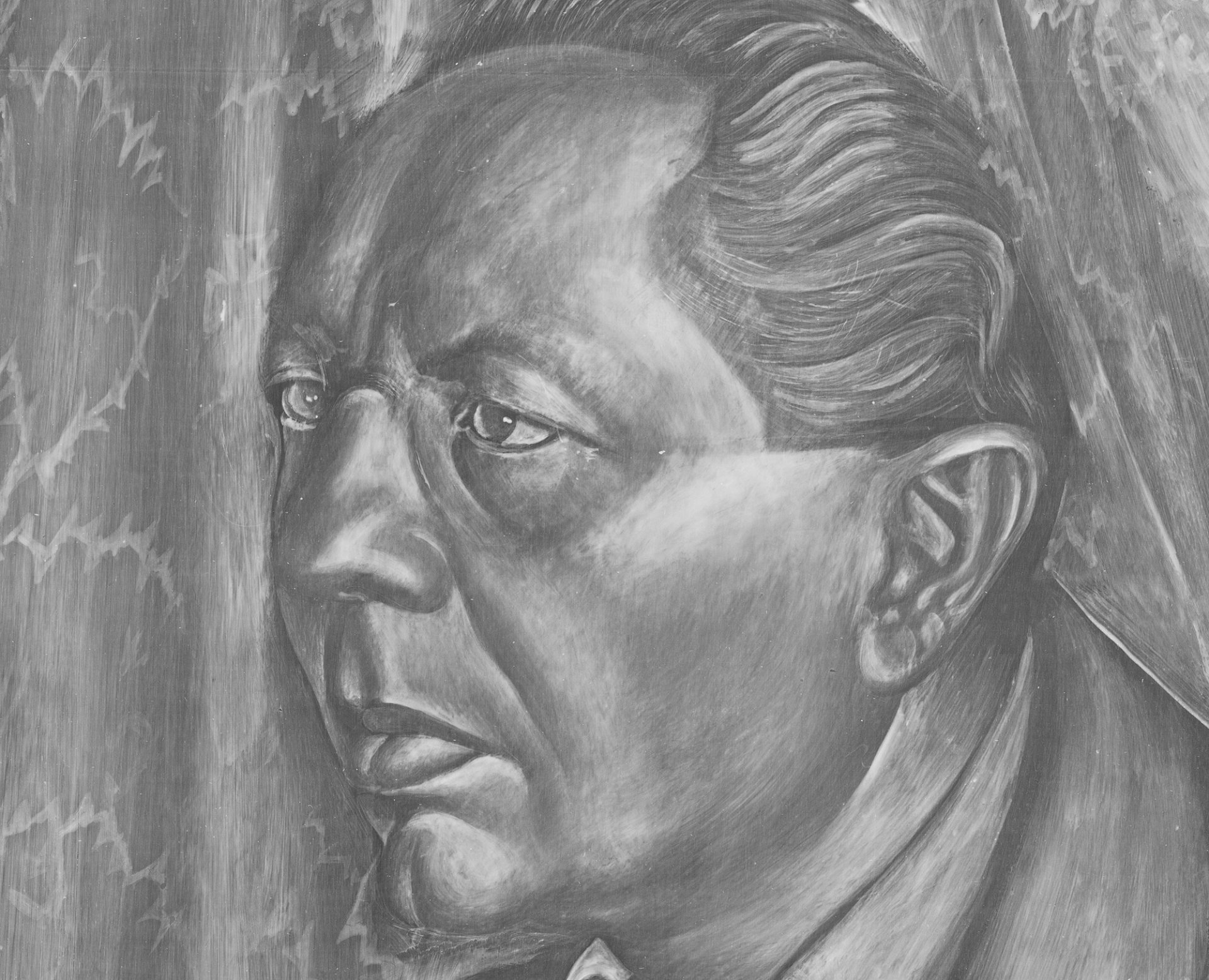 Detalle de la imagen radiográfica de la obra de Dix, “Hugo Erfurth con perro” Detalle de la imagen radiográfica de la obra de Dix, “Hugo Erfurth con perro”