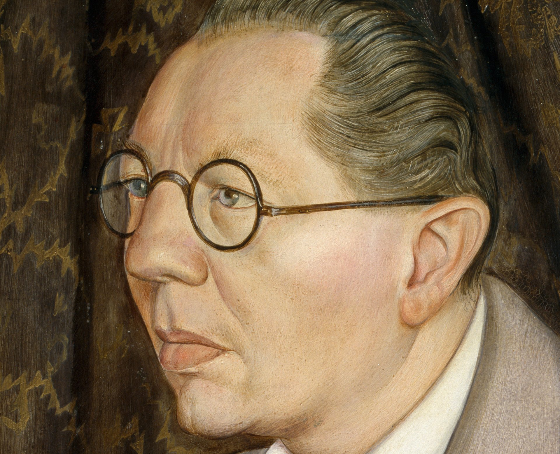 Detalle de la imagen visible de la obra de Dix, “Hugo Erfurth con perro” Detalle de la imagen visible de la obra de Dix, “Hugo Erfurth con perro”
