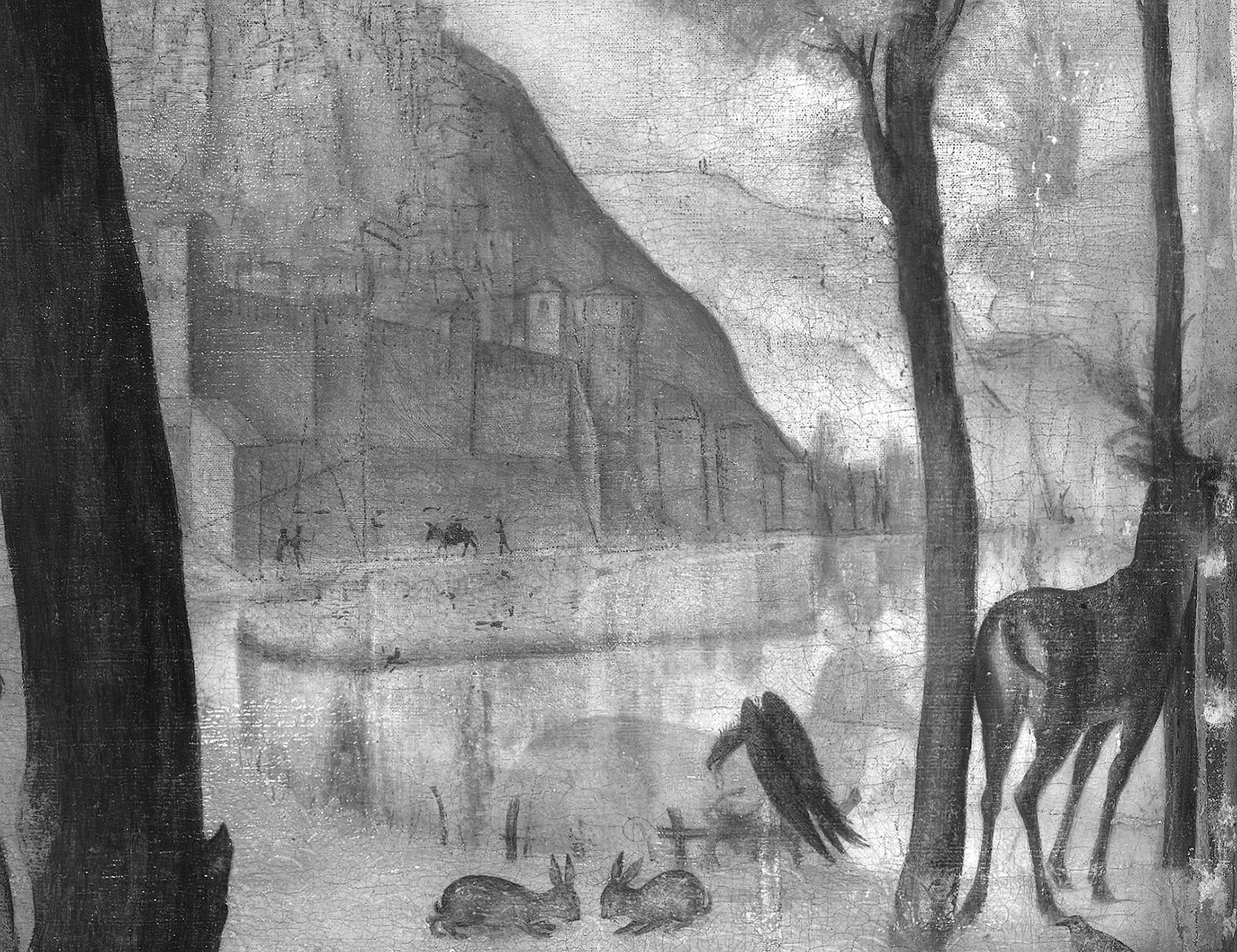 Detail of the infrared image of Carpaccio “Young Knight in a Landscape” Detail of the infrared image of Carpaccio “Young Knight in a Landscape”