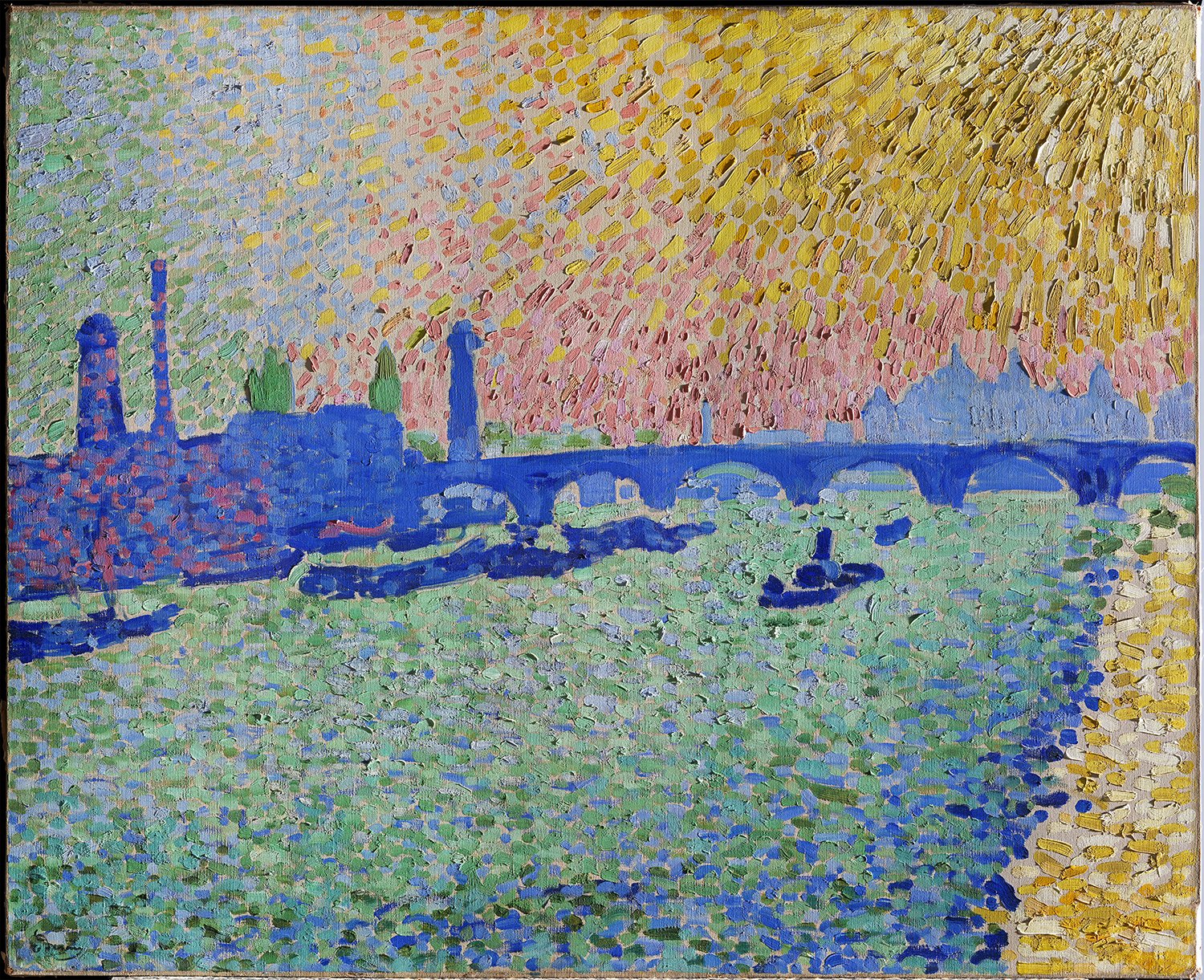 Raking light image of André Derain's “Waterloo Bridge” Raking light image of André Derain's “Waterloo Bridge”