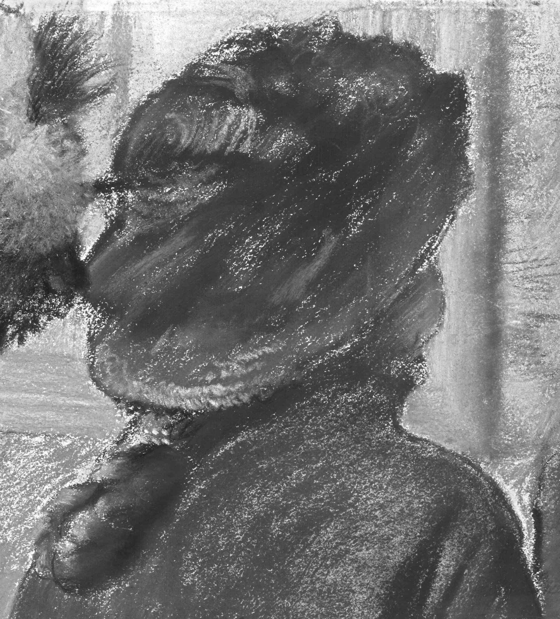 Detail of the infrared reflectography of the painting “At the Milliner's”, by Edgar Degas