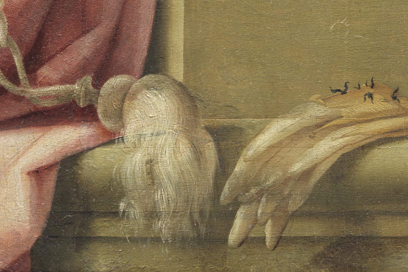 Detalle de las líneas de incisión ejecutadas por Pier Francesco Foschi en la obra “Retrato de una dama”