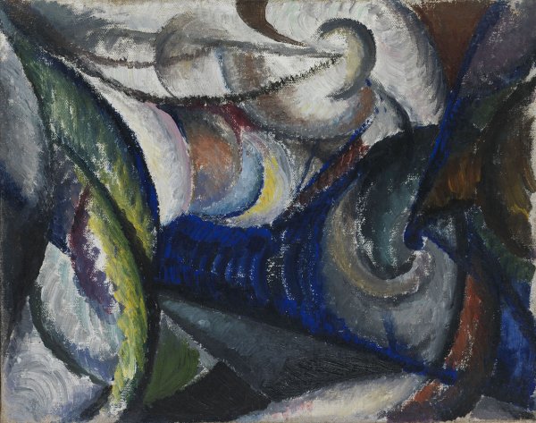 Oleksandr Bohomazov, Paisaje, locomotora, 1914-1915