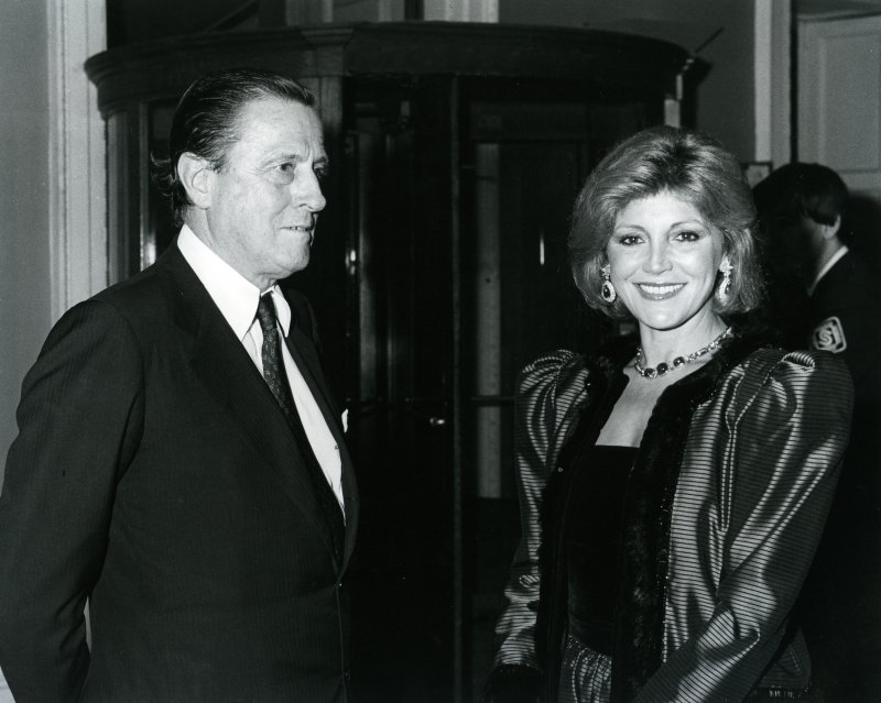 Baron Thyssen-Bornemisza and Carmen Cervera during a gala reception at the exhibition "Modern Masters from the Thyssen-Bornemisza Collection" at the Royal Academy of Arts, London, 15 October 1984