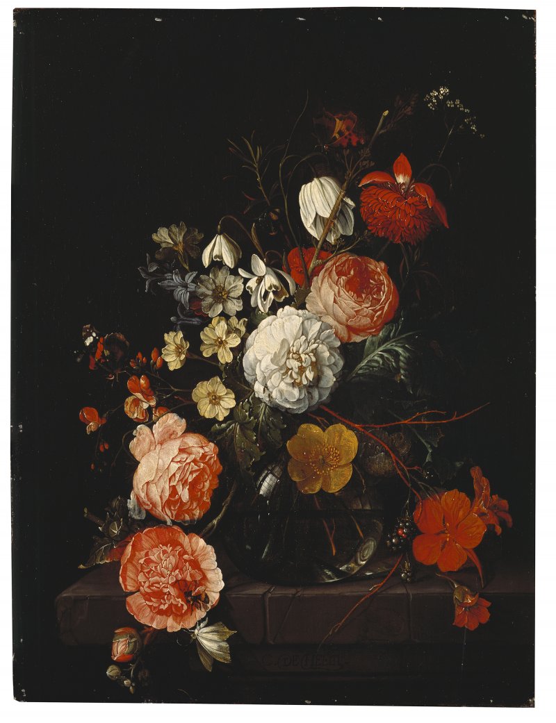 Cornelis Jansz. de Heem, Flowers in a Glass Vase