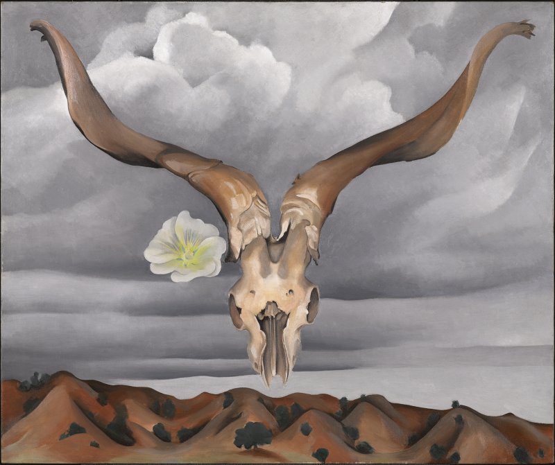 Cabeza de carnero, malva real blanca. Colinas (Cabeza de carnero y malva real blanca, Nuevo México), Georgia O'Keeffe 