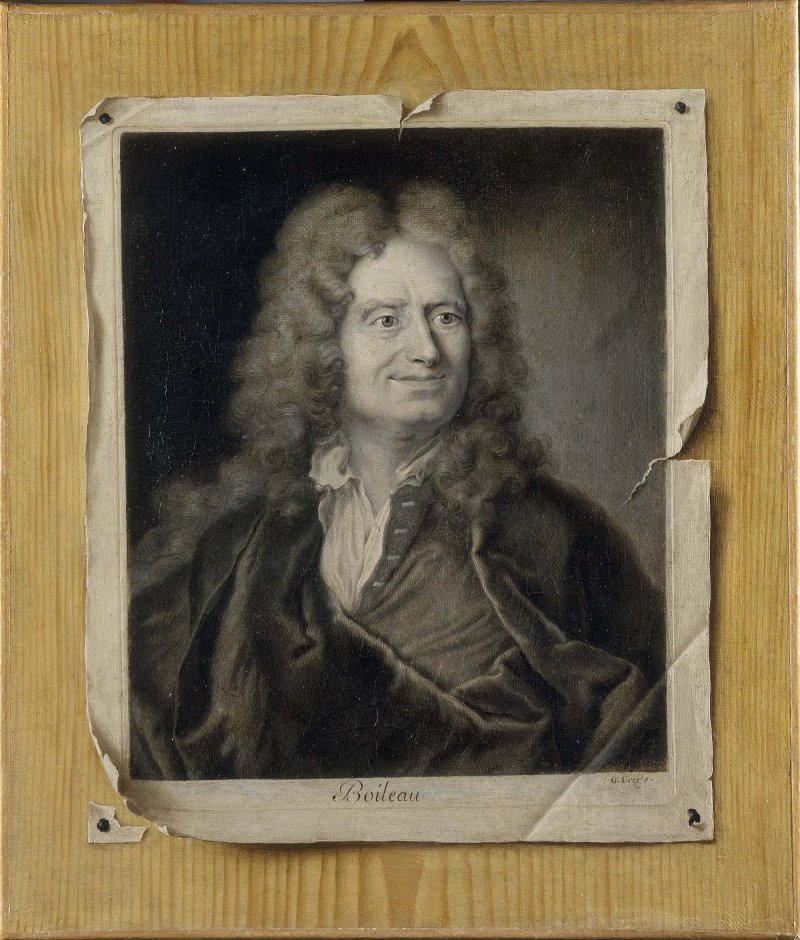 Gaspard Gresly. Trampantojo con retrato grabado de Nicolas Boileau