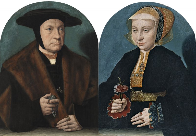 Bartholomäus El Viejo Bruyn. Retrato de un hombre de la familia Weinsberch , c. 1538-1539 // Retrato de una mujer hacia 1538 - 1539