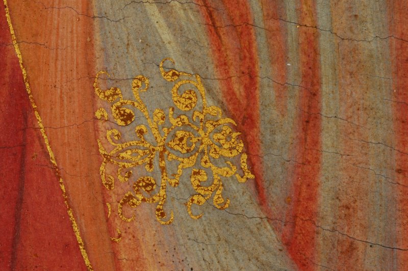 Detail of the glazes of the painting 