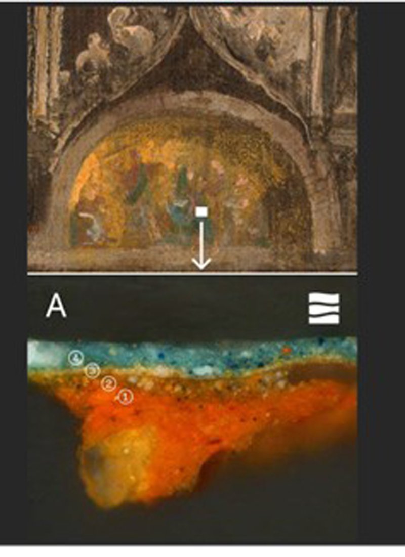 Micromuestra de la zona del mosaico de la obra “La plaza de San Marcos en Venecia”, de Canaletto