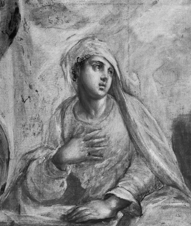 Detalle de la imagen infrarroja de la obra “La Anunciación” c.1576, de El Greco